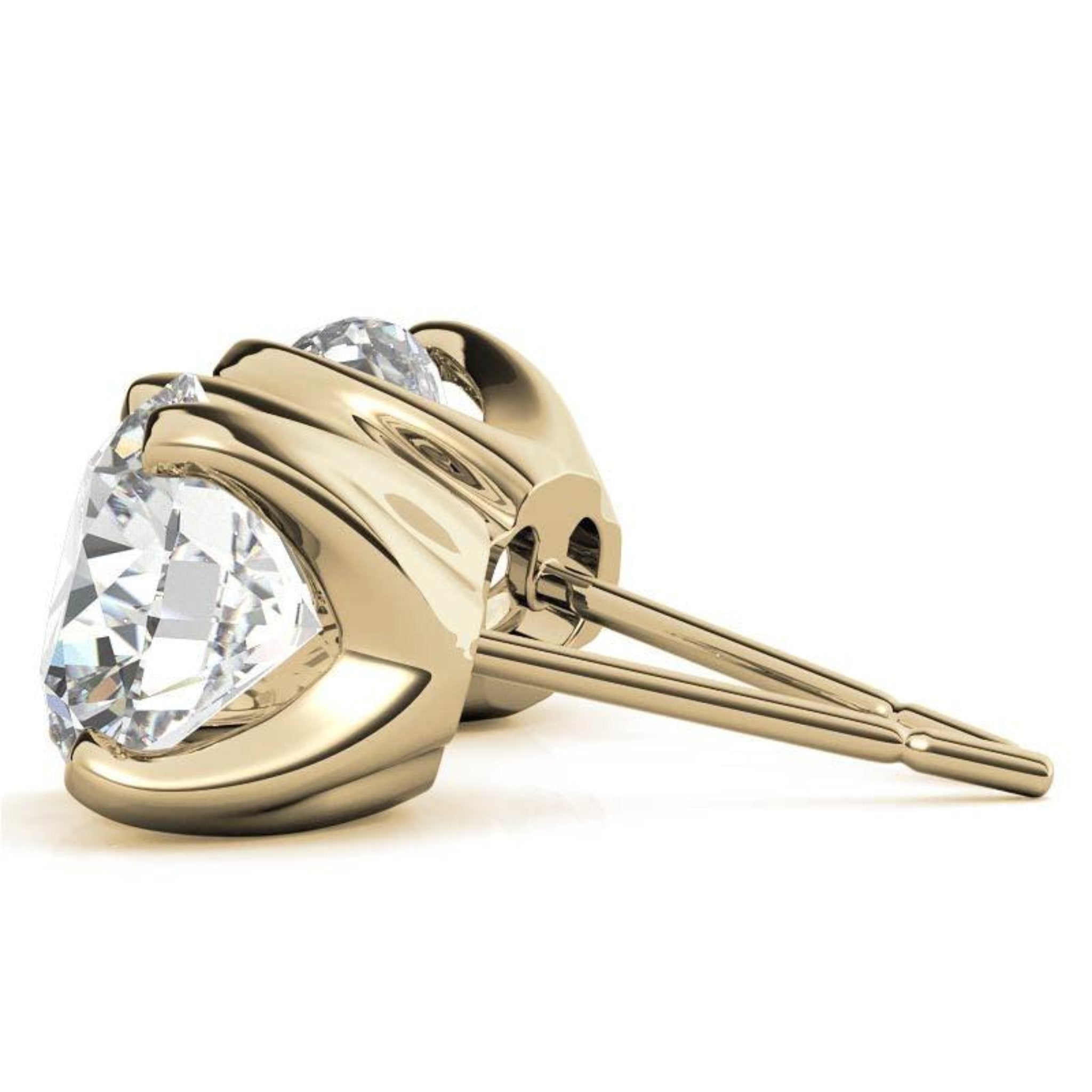 Brilliant Round-Cut Simulated Yellow Gold Silver Diamond Earring For Woman