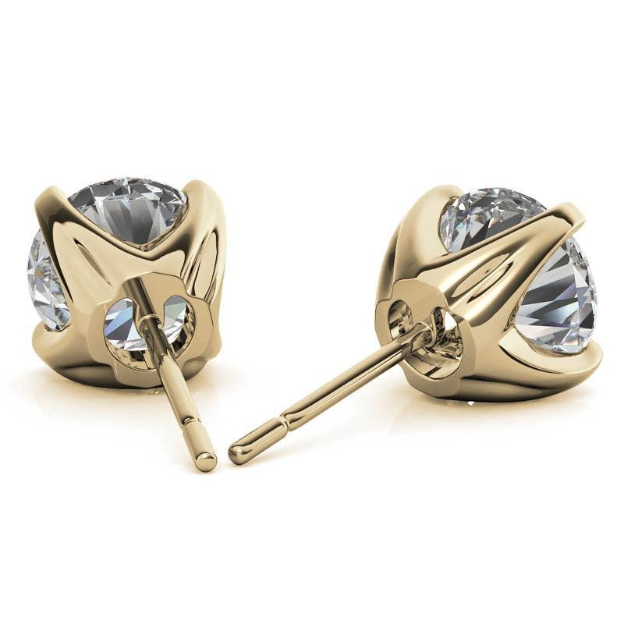 Brilliant Round-Cut Simulated Yellow Gold Silver Diamond Earring For Woman