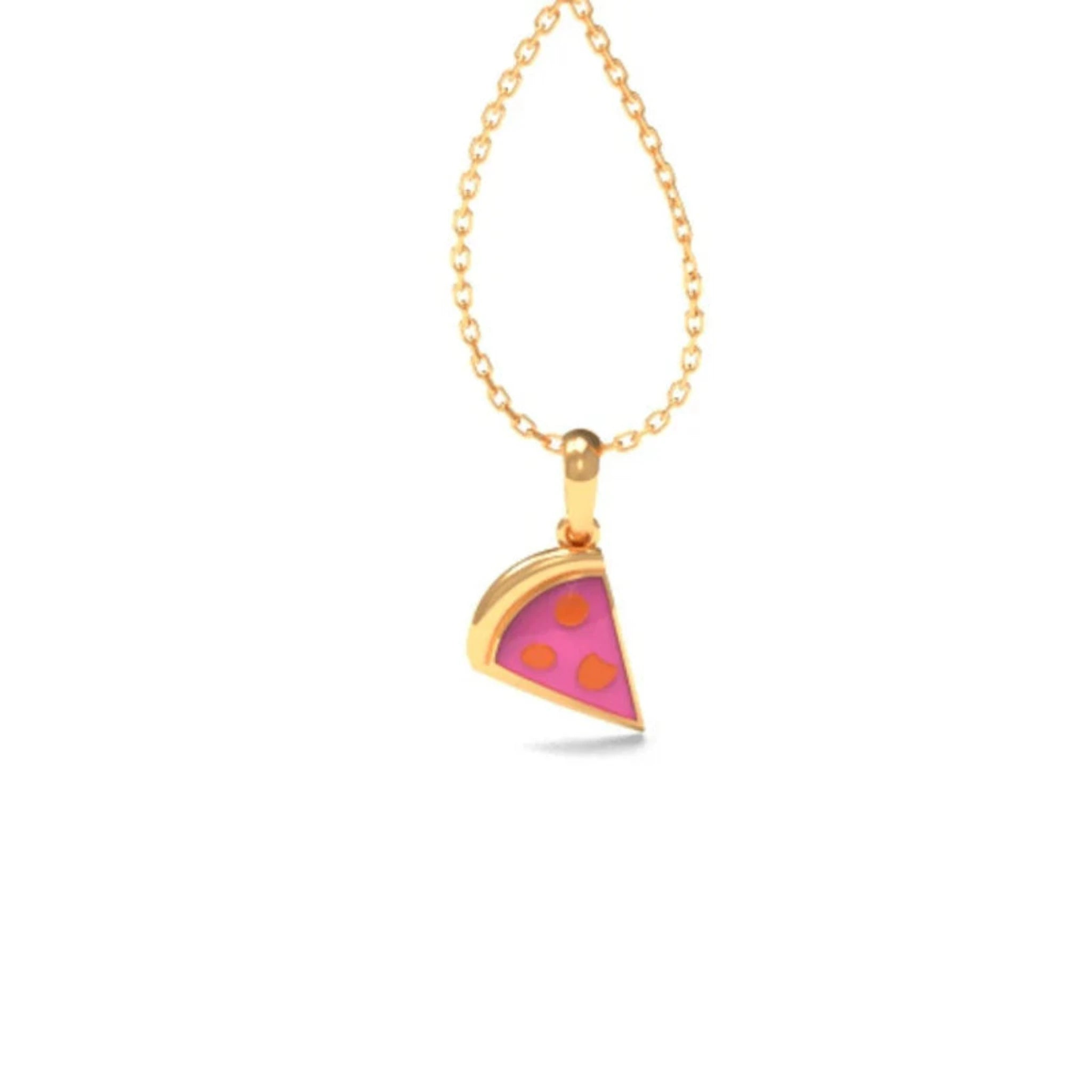 Petite Pink Enamel Silver Yellow Gold Pizza Slice Pendant for Kids