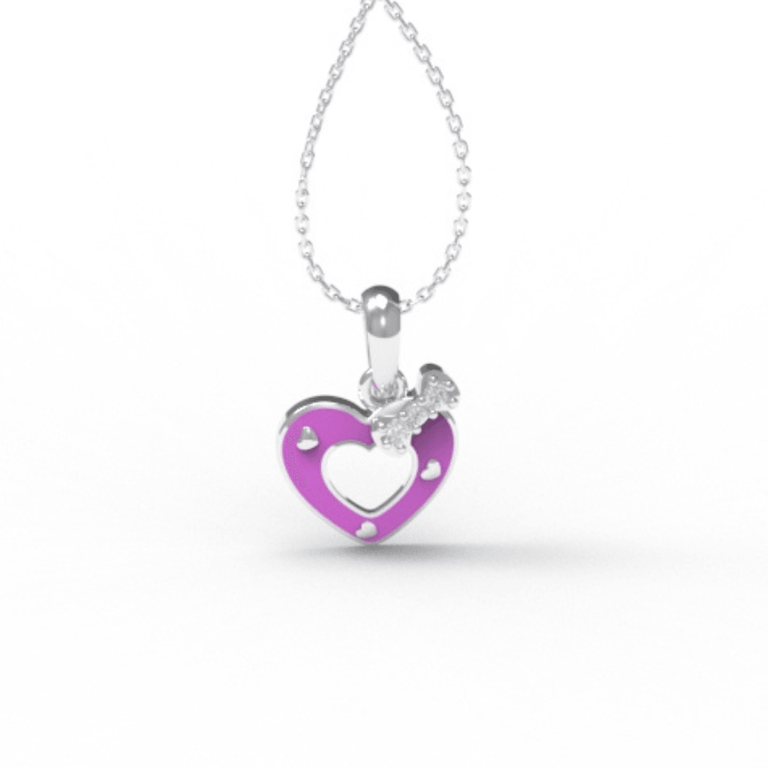925 Sterling Silver Sparkling Heart Kid's Pendant - Auory