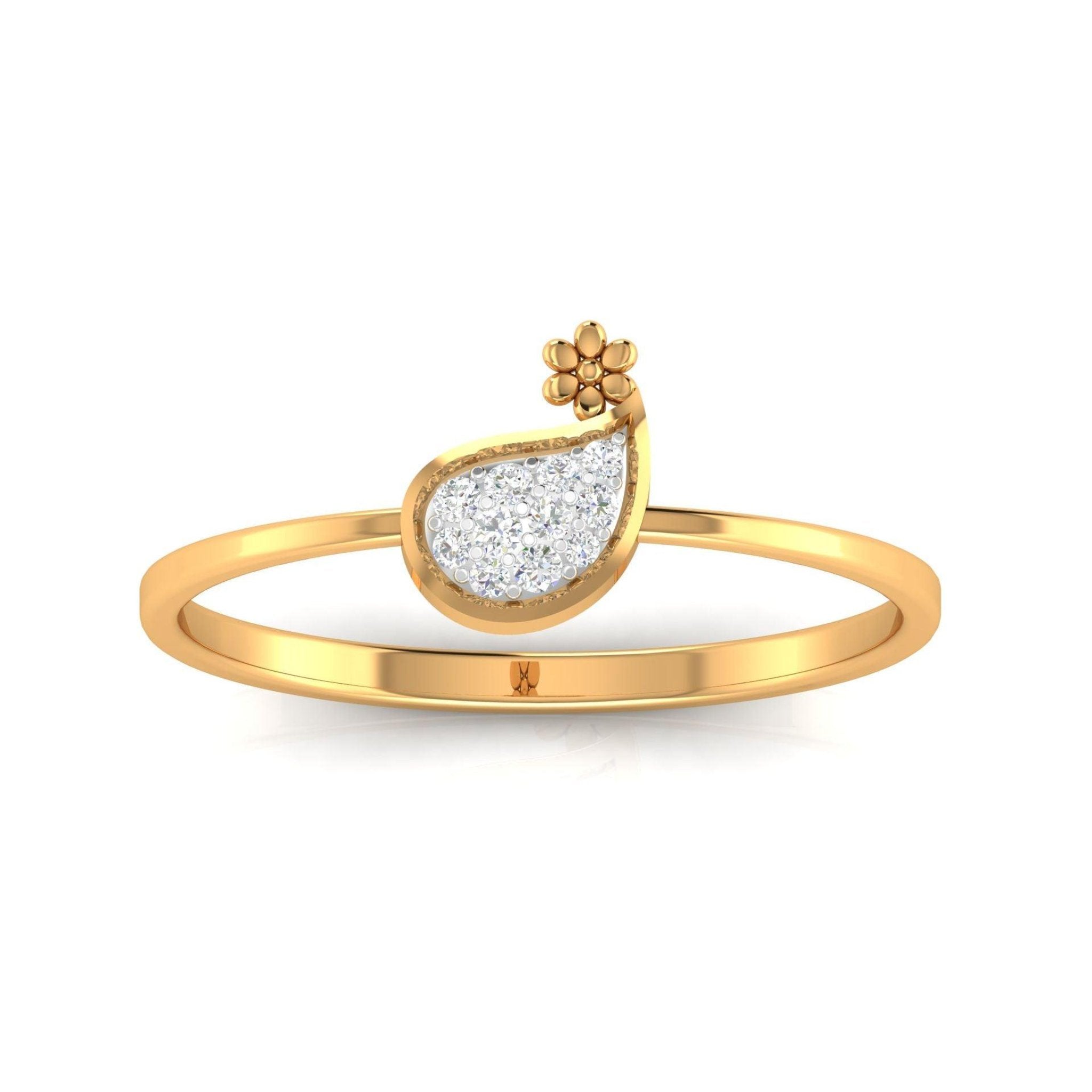 Yellow Gold Plated Adjustable Leaf Motif Silver Elegant Ring For Women