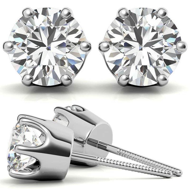 925 Sterling Silver Timeless Solitaire Earring AUS-561 - Auory