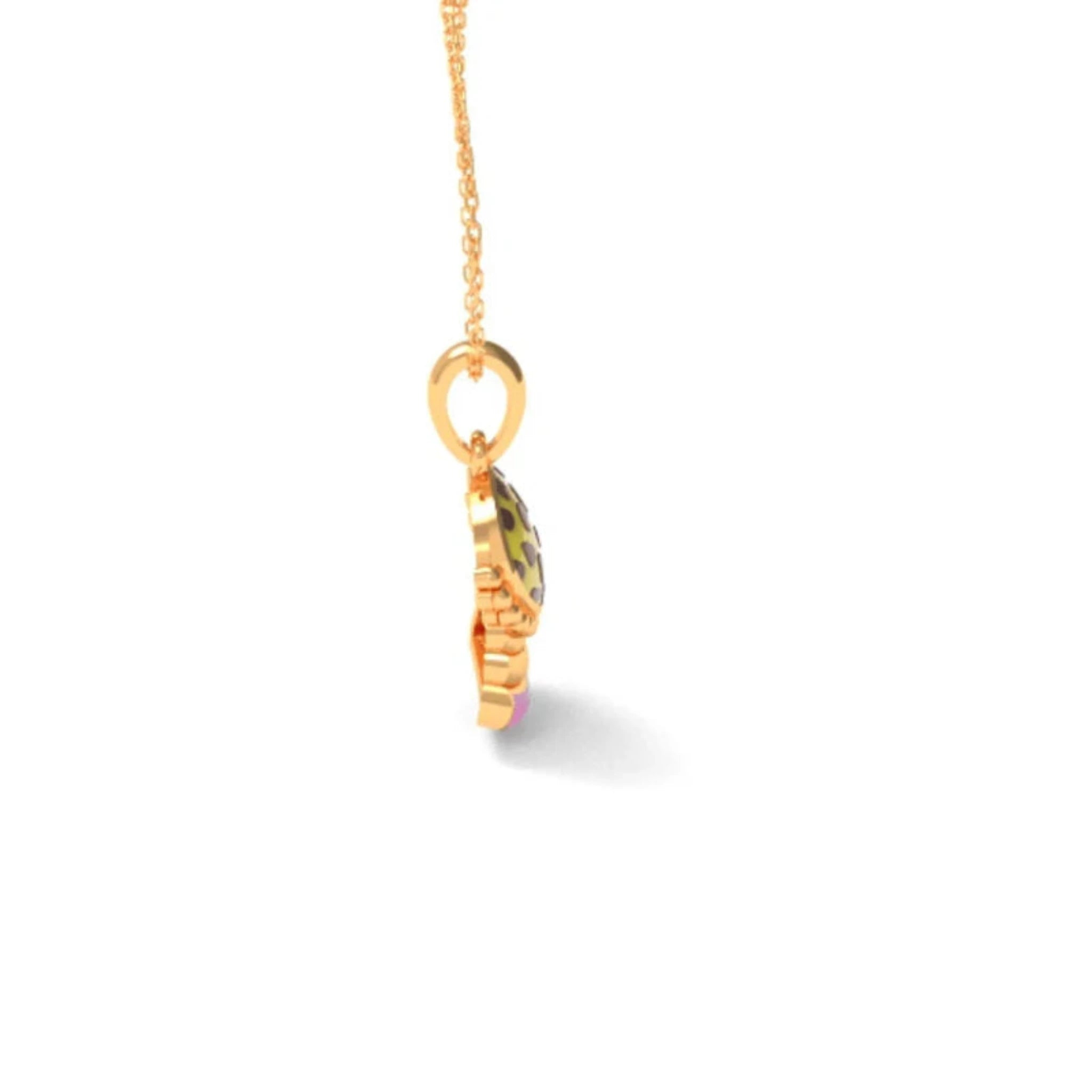 Quirky Yellow & Pink Enamel Silver Yellow Gold Macaron Pendant For Kids