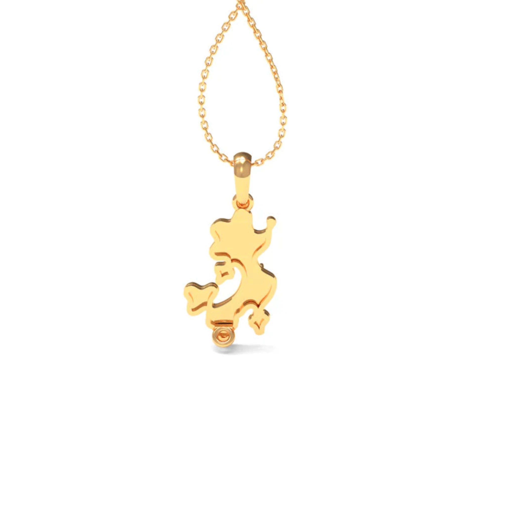 Miniature Bezel-Set Diamond Silver Yellow Gold Wagging Tail Pendant For Kids