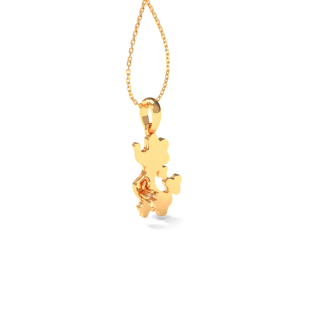 925 Sterling Gold Wagging Tail Kid's Pendant - Auory