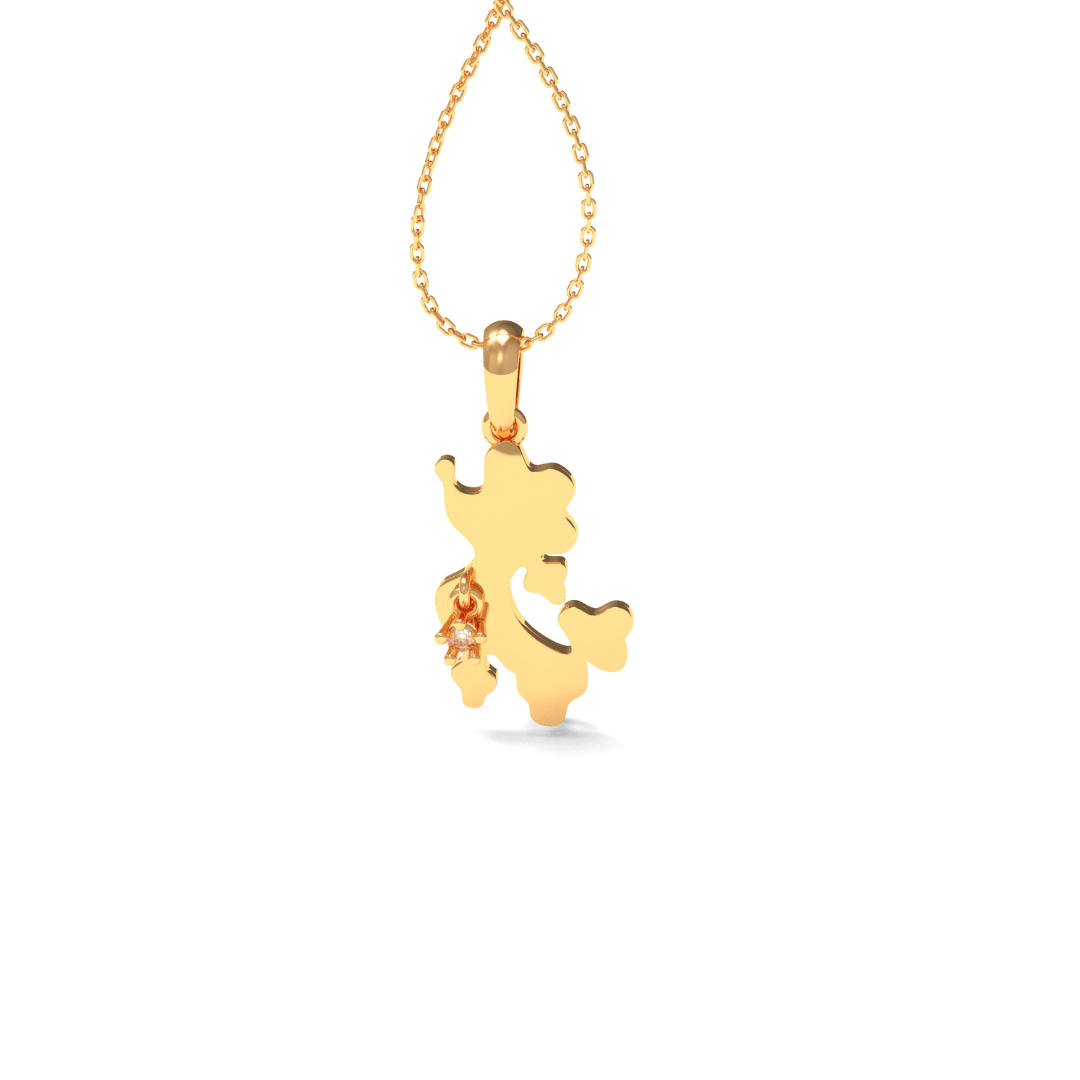 925 Sterling Gold Wagging Tail Kid's Pendant - Auory