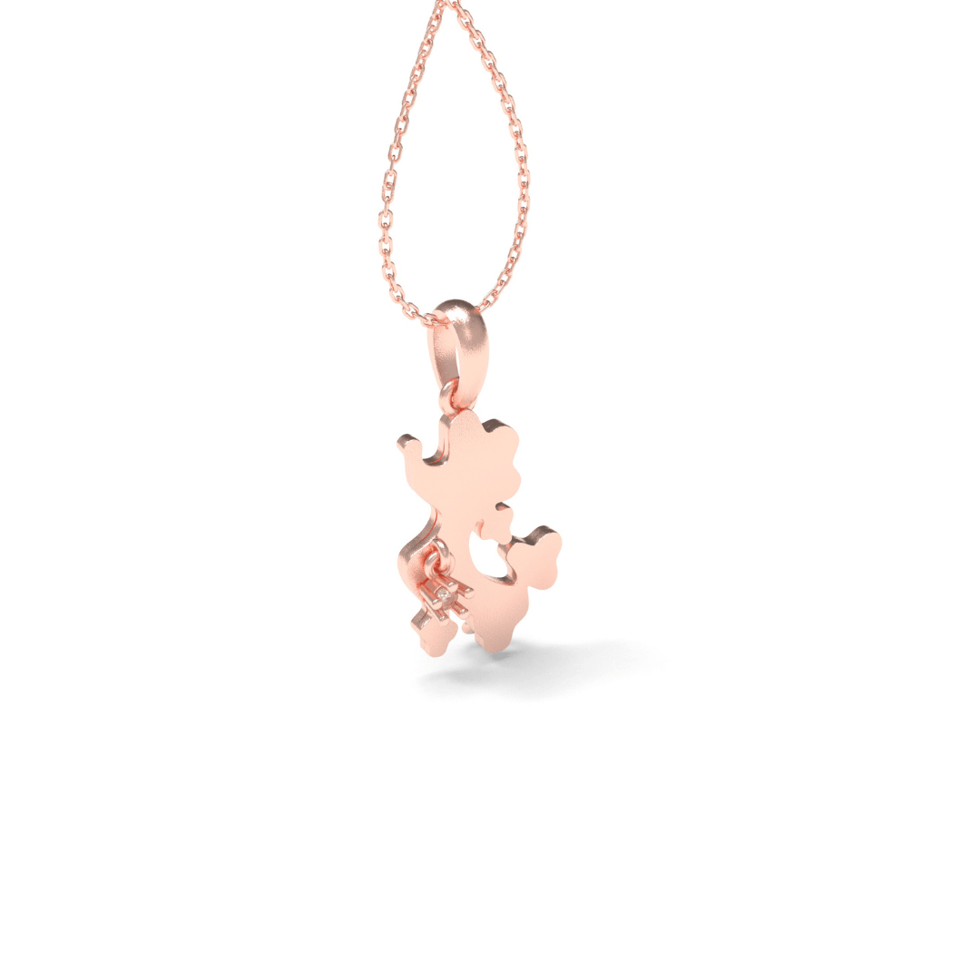 925 Sterling Gold Wagging Tail Kid's Pendant - Auory