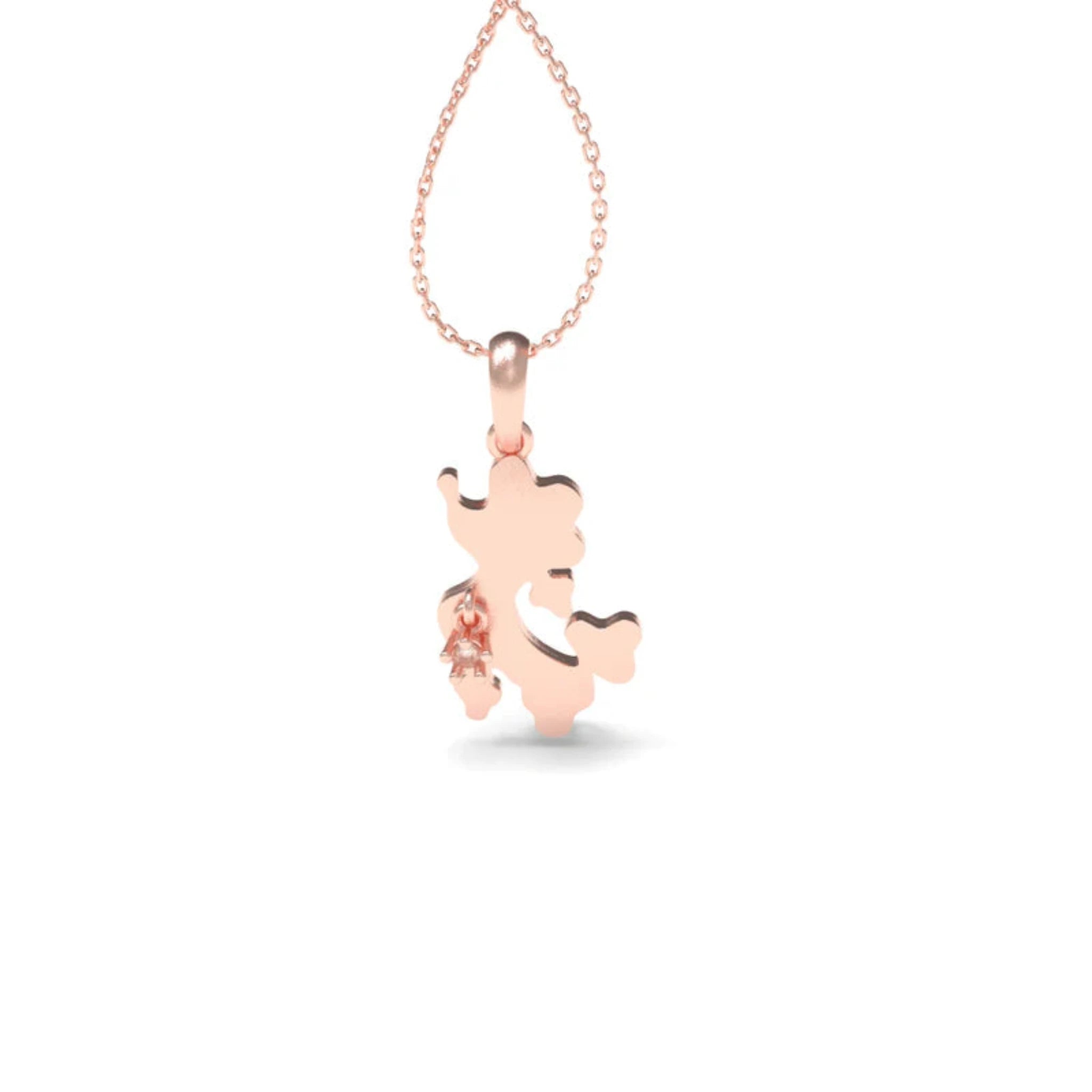 Playful Outline Silver Rose Gold Wagging Tail Pendant For Kids