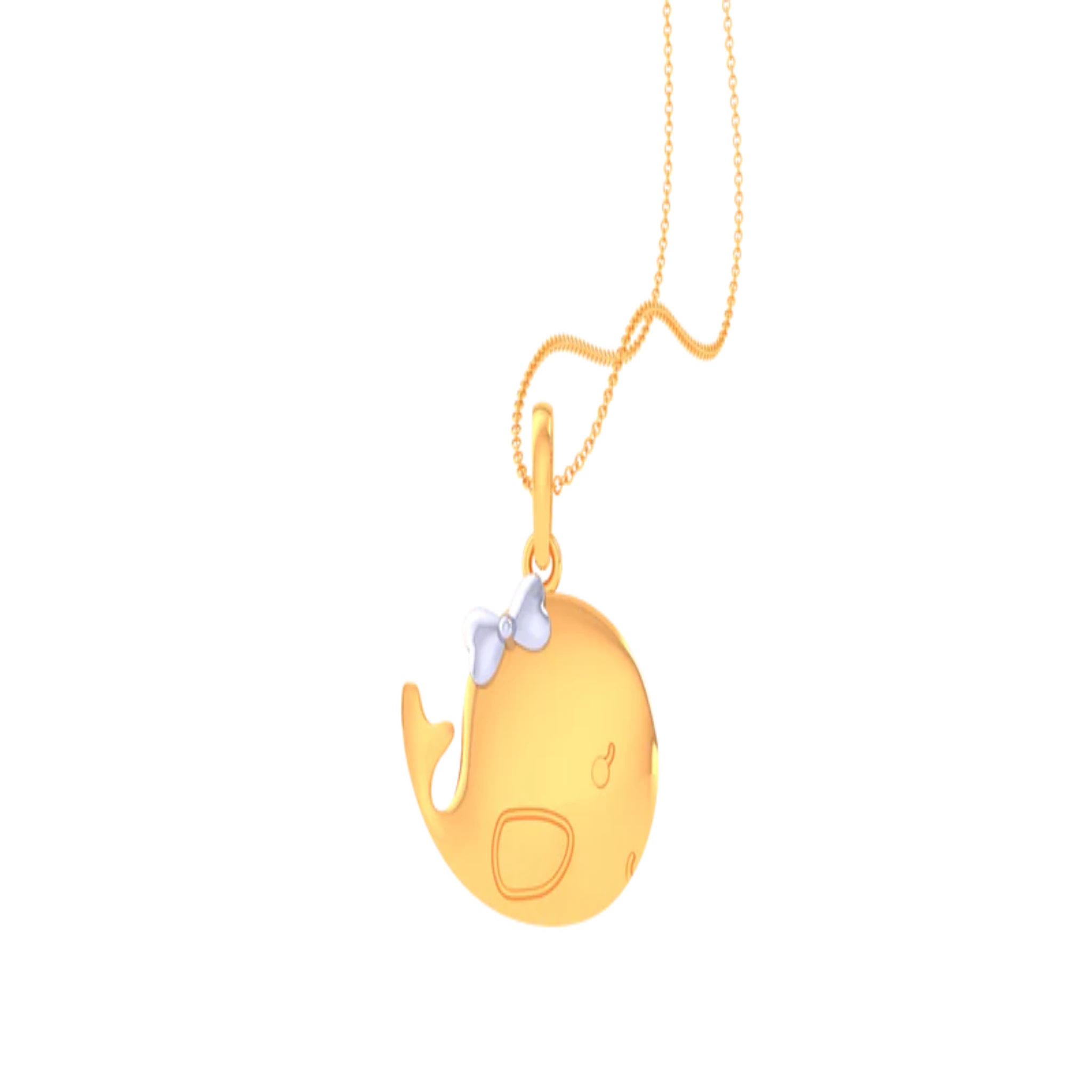 Cute Whale Yellow Gold Silver Sea-Inspired Pendant For Kids