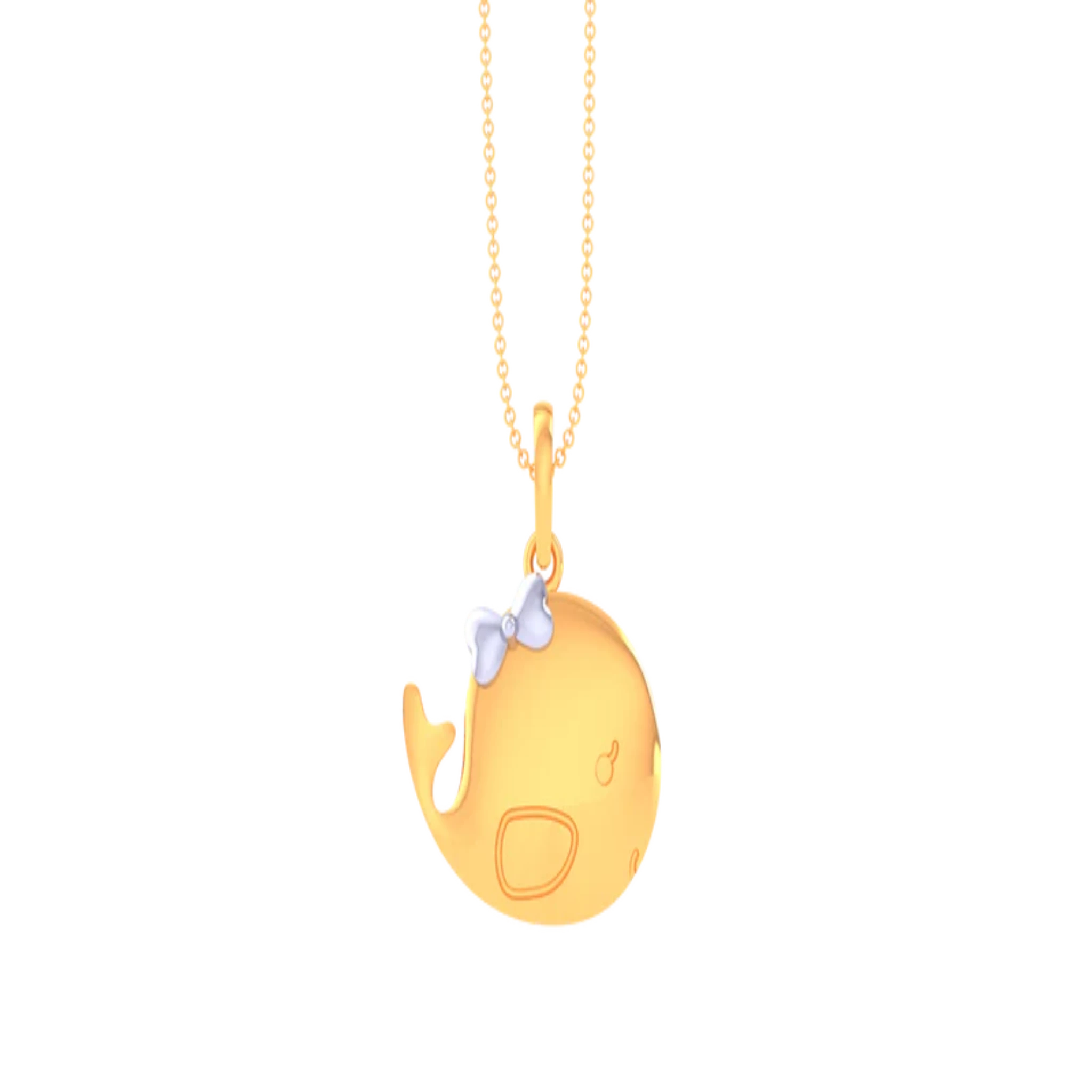 Cute Whale Yellow Gold Silver Sea-Inspired Pendant For Kids