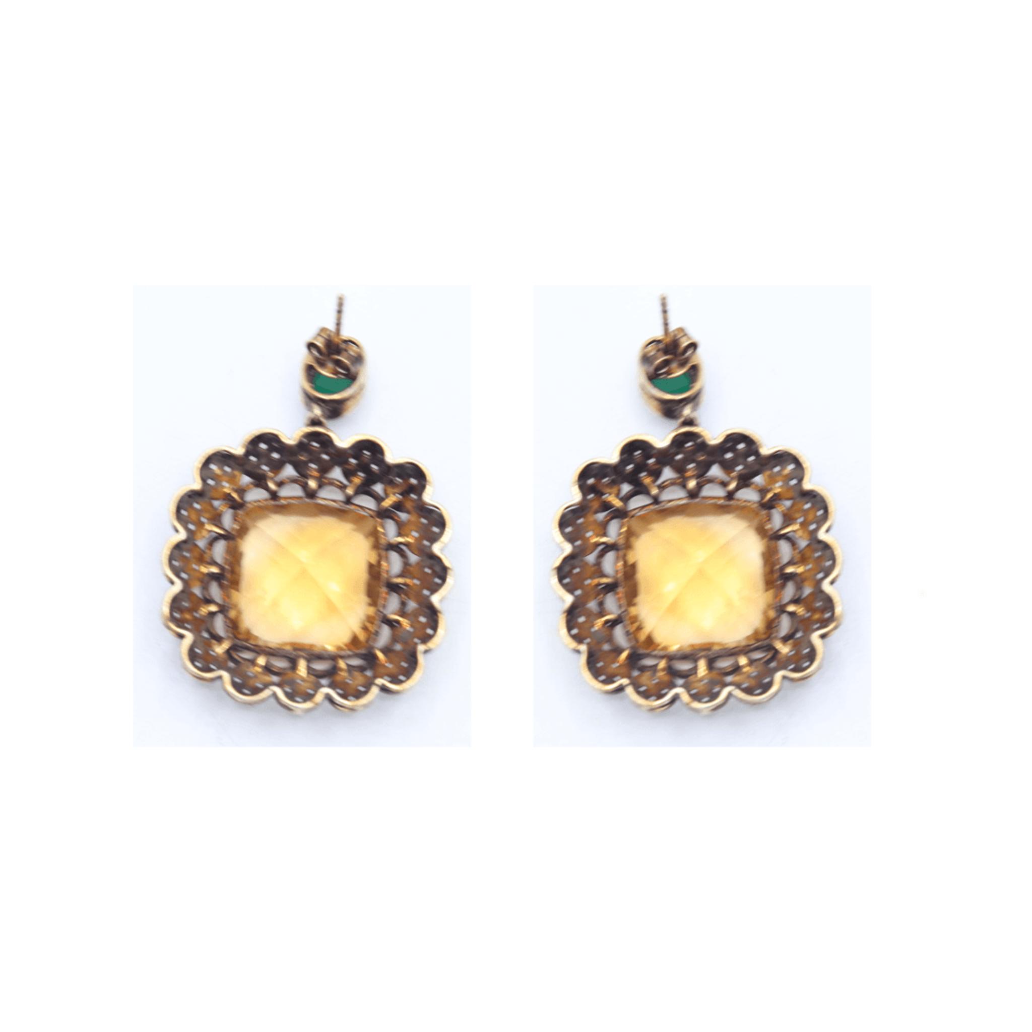 925 Sterling Silver Yellow Sapphire Earring - Auory