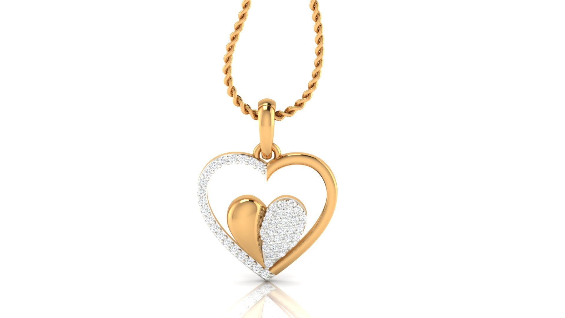 Silver Enchanting Adjustable Double Heart Yellow Gold Pendant For Women