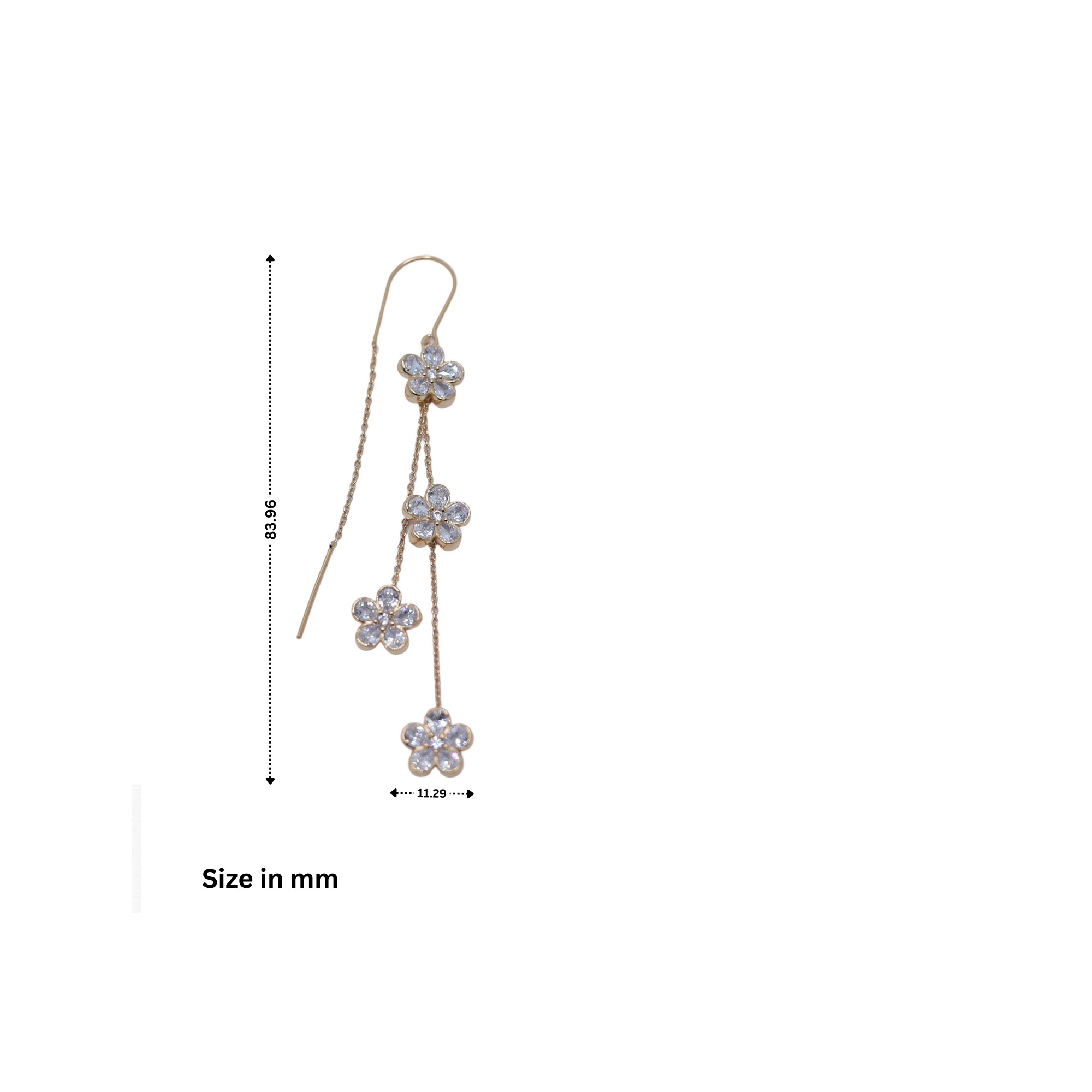 925 sterling silver blossom long tassel flower earring AUS-982