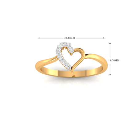 Adjustable Sterling Silver Elegant Yellow Gold Heart-Shaped Round Diamond Ring For Women