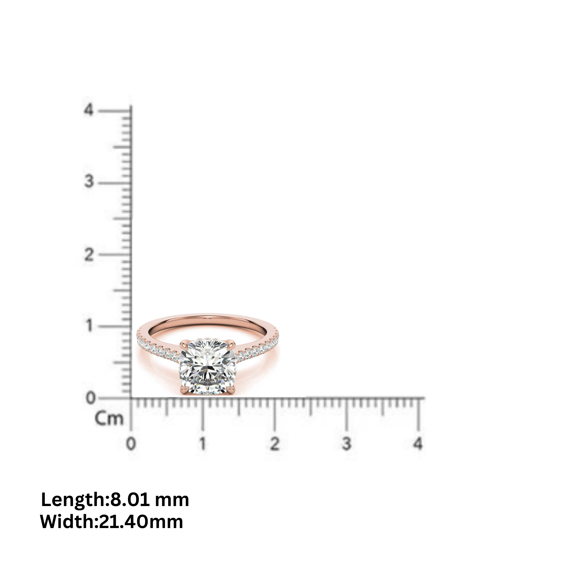 Adjustable Sterling Silver Classic Rose Gold Cushion-Cut Diamond Engagement Ring For Women