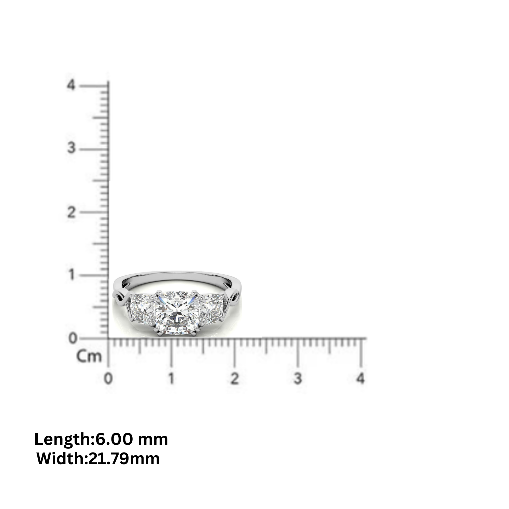 Three-Stone Cushion-Cut White Gold Adjustable Sterling Silver Engagement Ring For Women