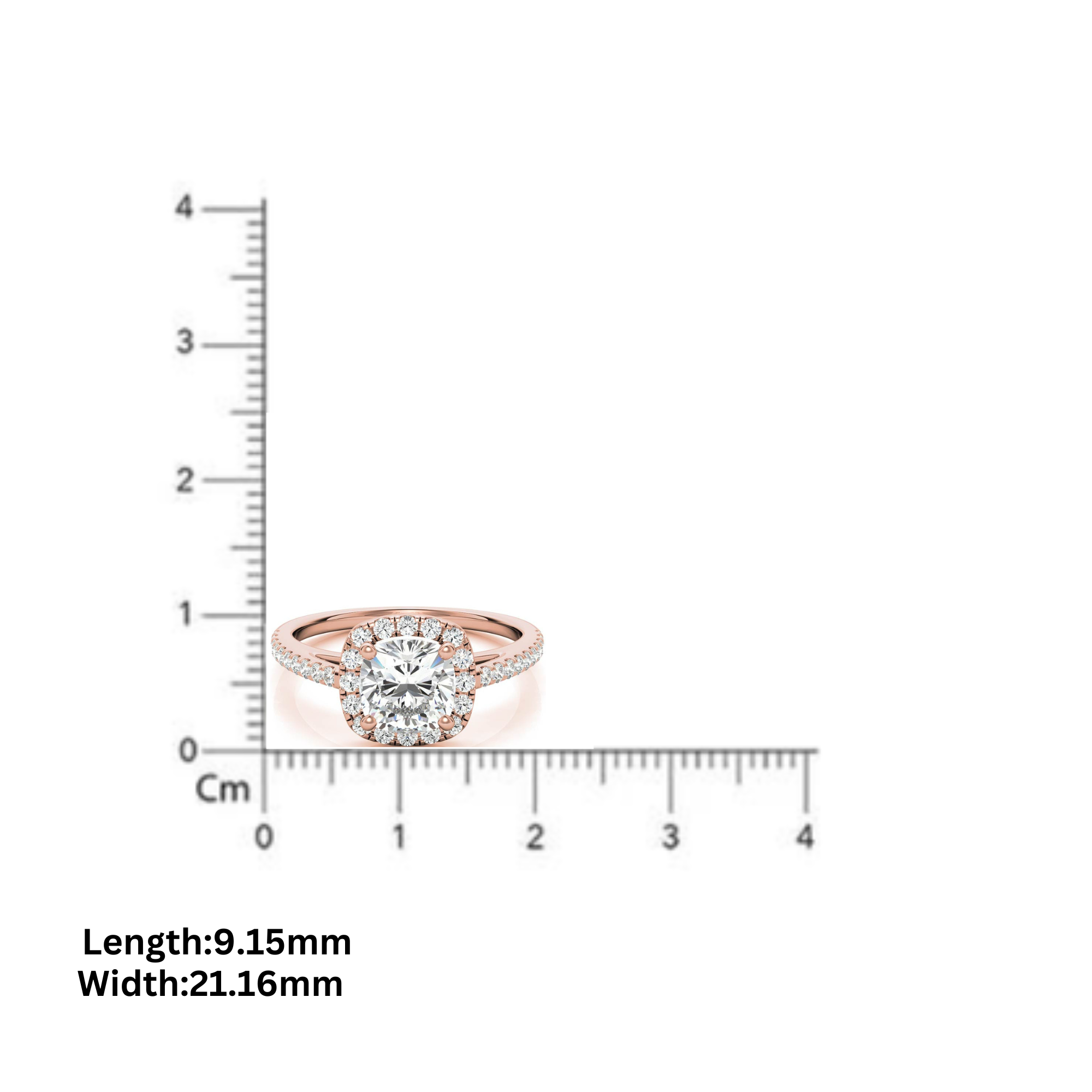 Adjustable Sterling Silver Engagement Rose Gold Halo Cushion-Cut Ring For Woman