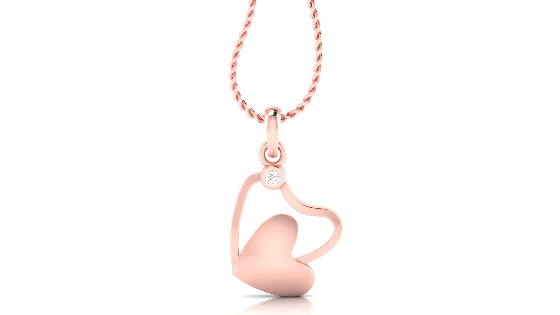 Silver Twisted Adjustable Heart Rose Gold Pendant For Women