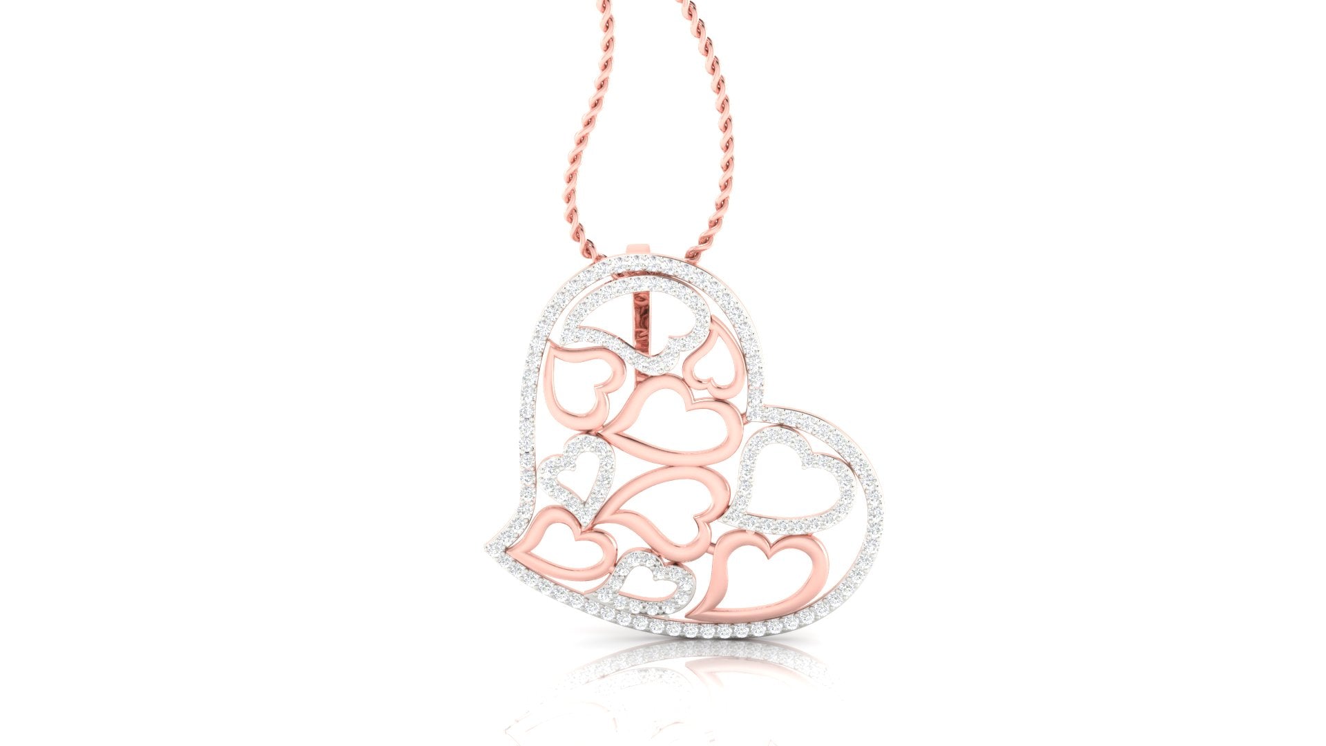 Silver Crystal Adjustable Small Heart Pattern Rose Gold Pendant For Women