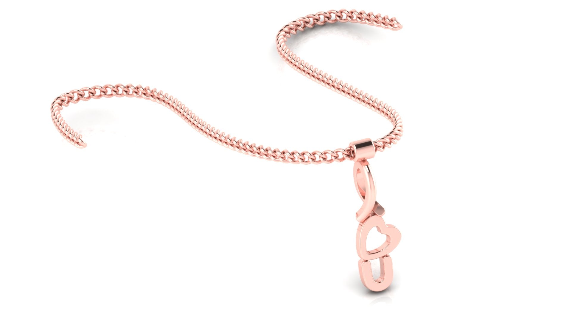 Silver Charming Adjustable Love U Rose Gold Pendant For Women