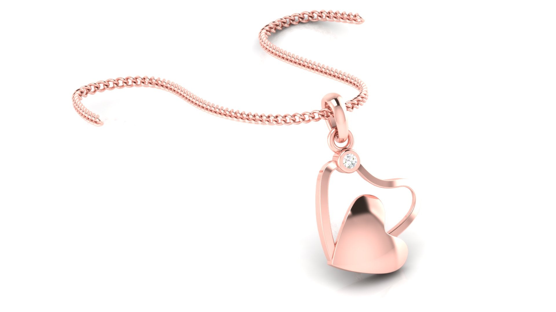 Silver Twisted Adjustable Heart Rose Gold Pendant For Women