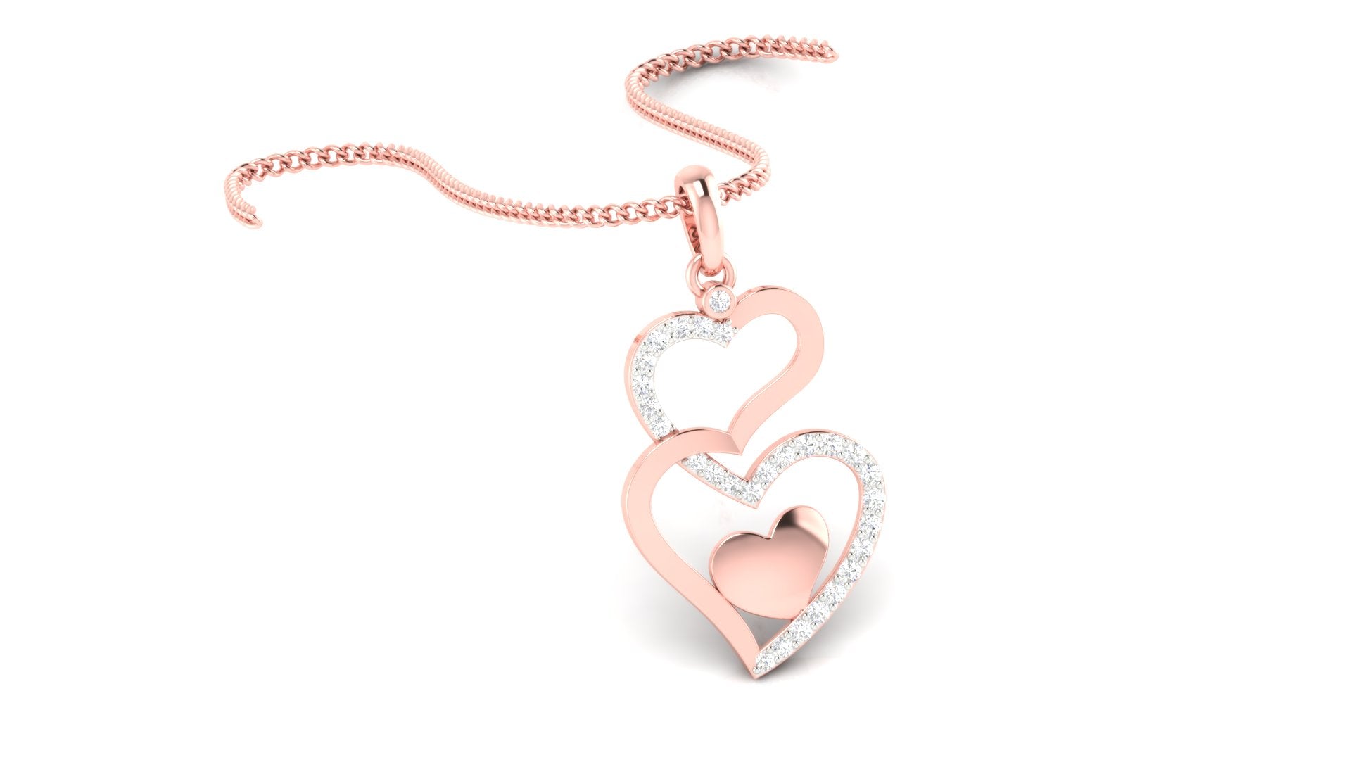 Silver Elegant Adjustable Heart Layer Rose Gold Pendant For Women