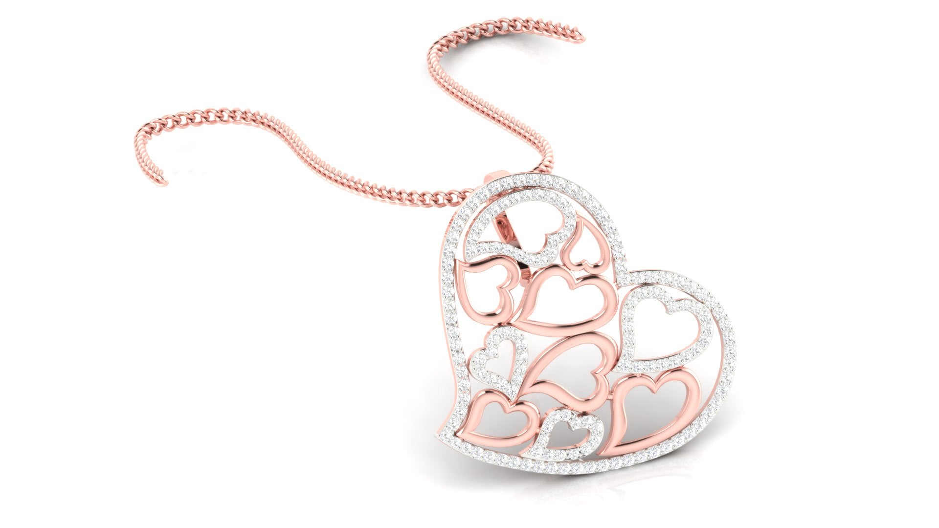 Silver Crystal Adjustable Small Heart Pattern Rose Gold Pendant For Women