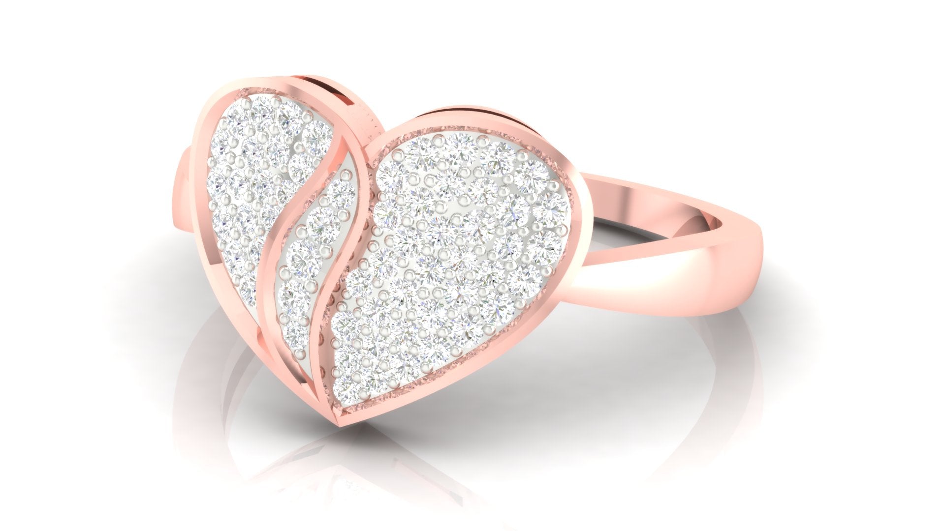 Heart-Inspired Rose Gold Silver Adjustable Elegant Ring For Women