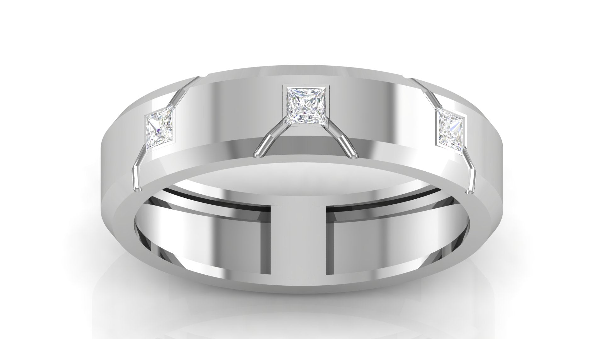 Adjustable Silver White Gold Charming Triple-Diamond Band For Couple