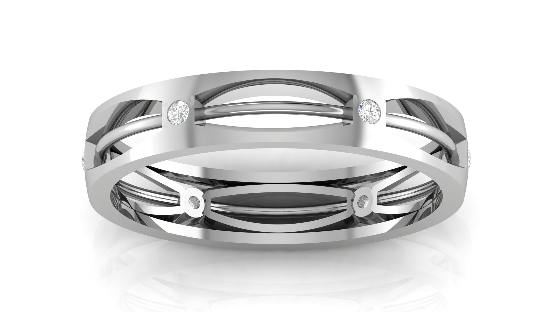 Adjustable Silver White Gold Elegant Open-Pattern Band For Couple