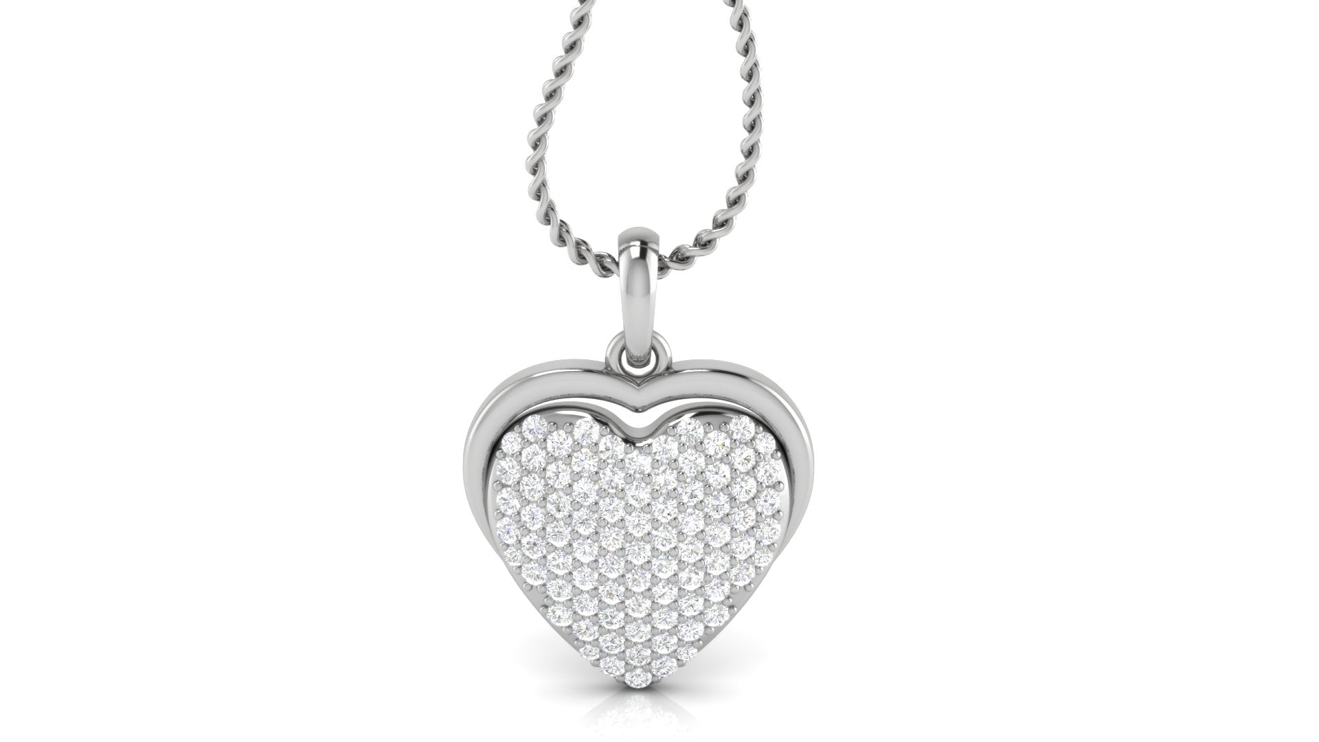 Silver Sparkling Adjustable Heart White Gold Pendant For Women