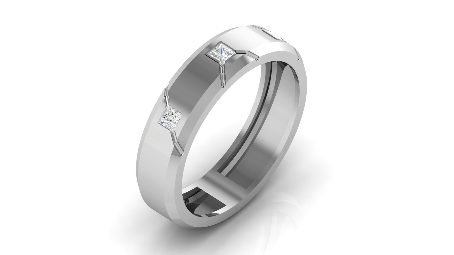 Adjustable Silver White Gold Charming Triple-Diamond Band For Couple