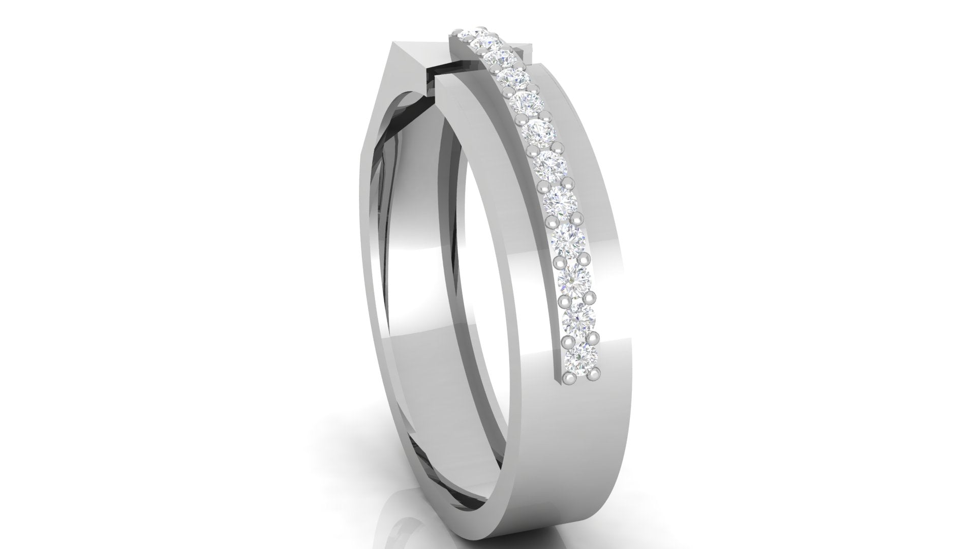 Split White Gold Adjustable Silver Modern Band For Couple