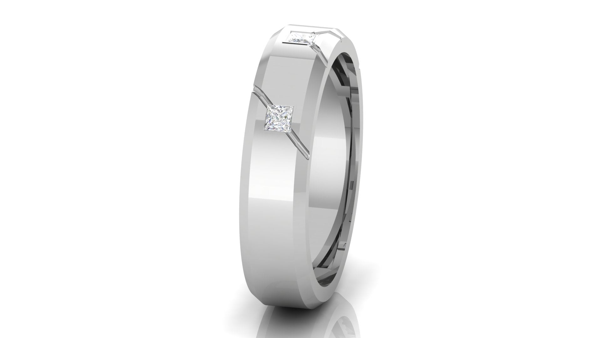 Adjustable Silver White Gold Charming Triple-Diamond Band For Couple