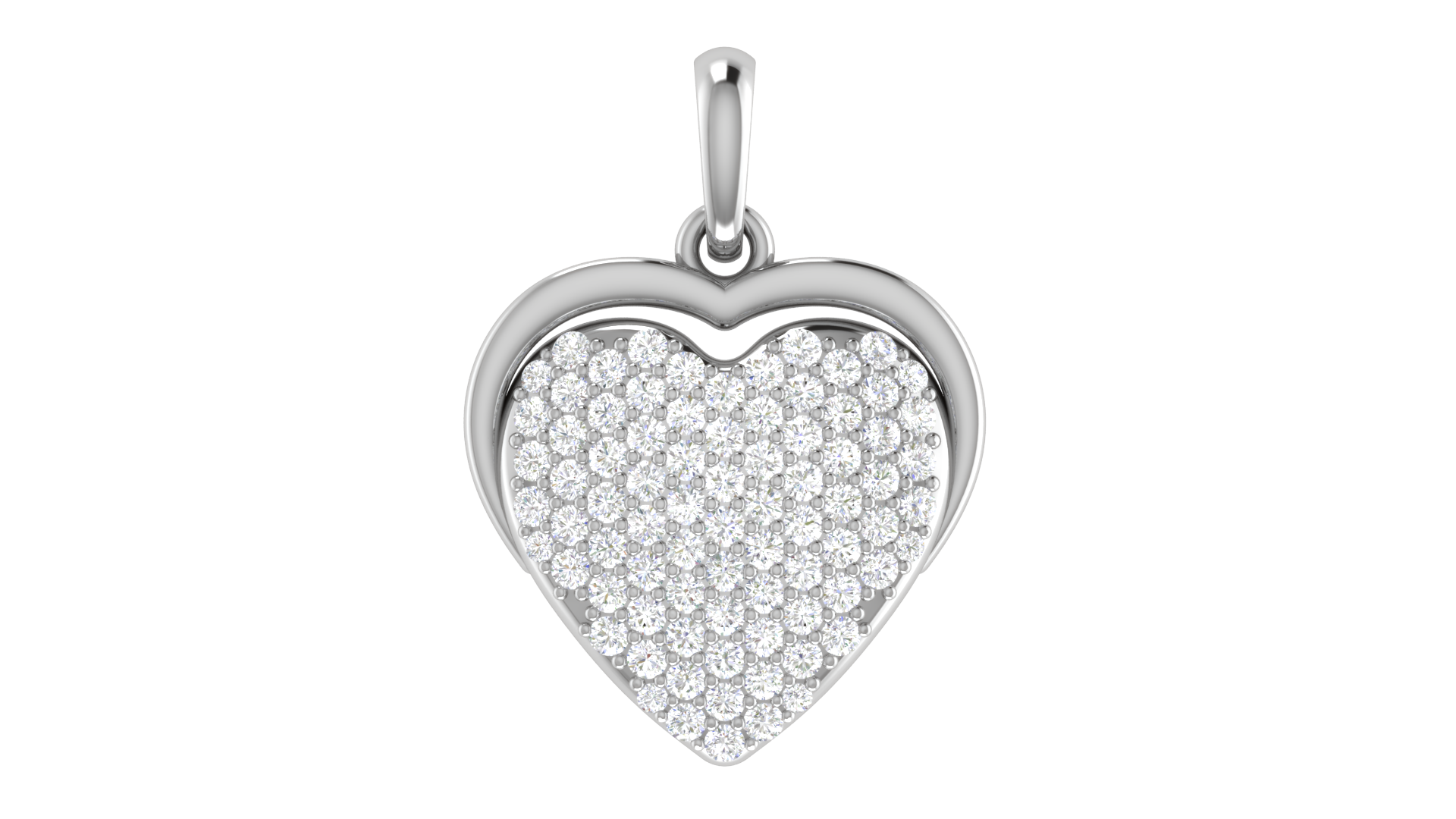 Silver Sparkling Adjustable Heart White Gold Pendant For Women