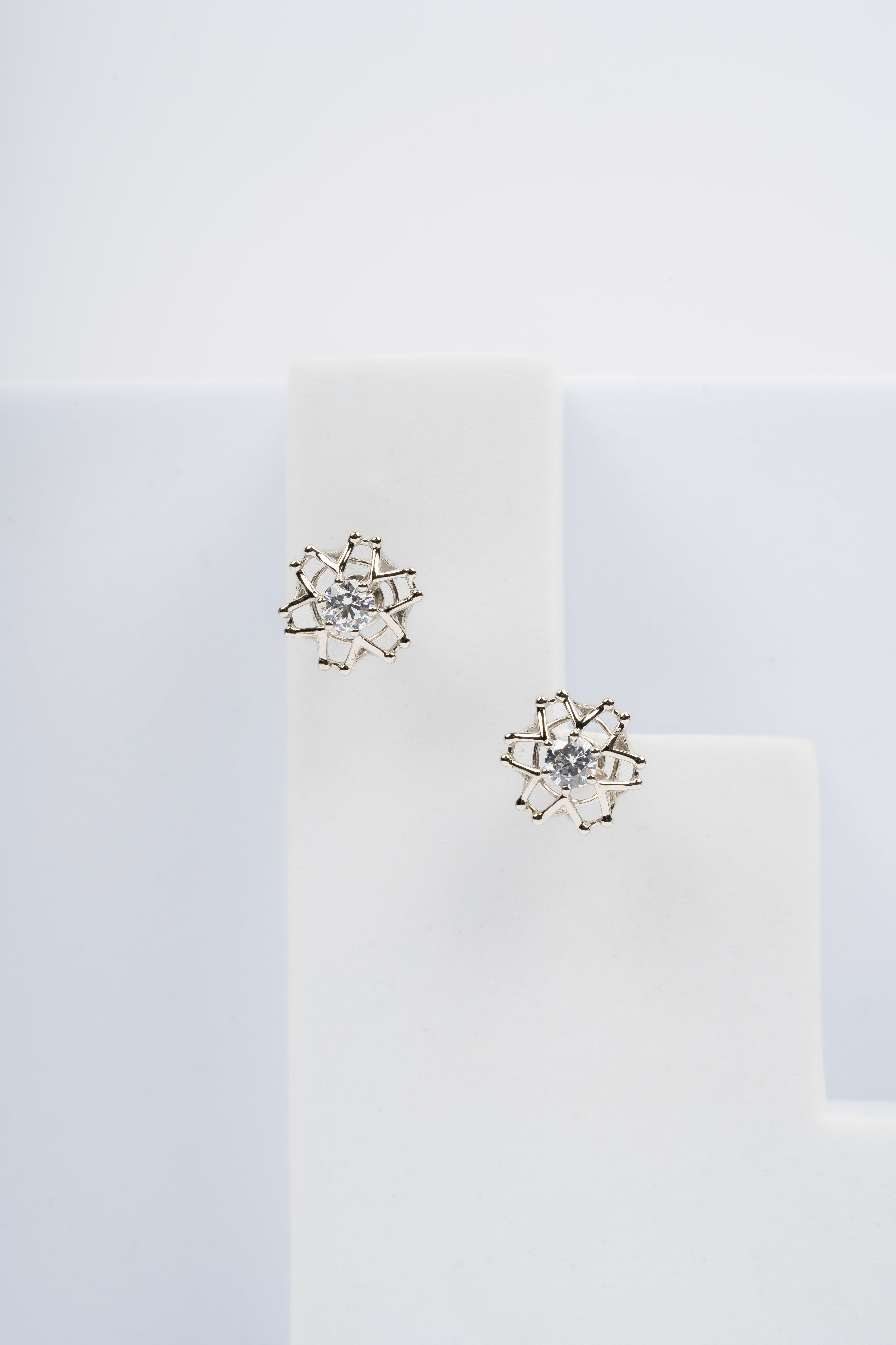 Geometric Floral Silver White Gold Plated Earring For Women