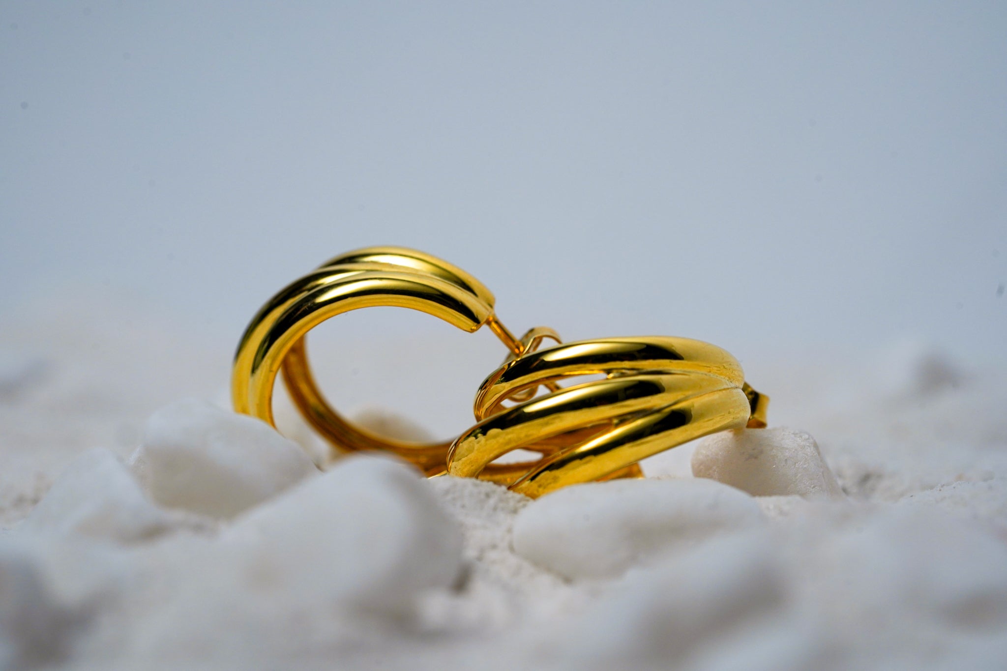 Silver Statement Hoop Twisted Layered Yellow Gold Earring For Woman