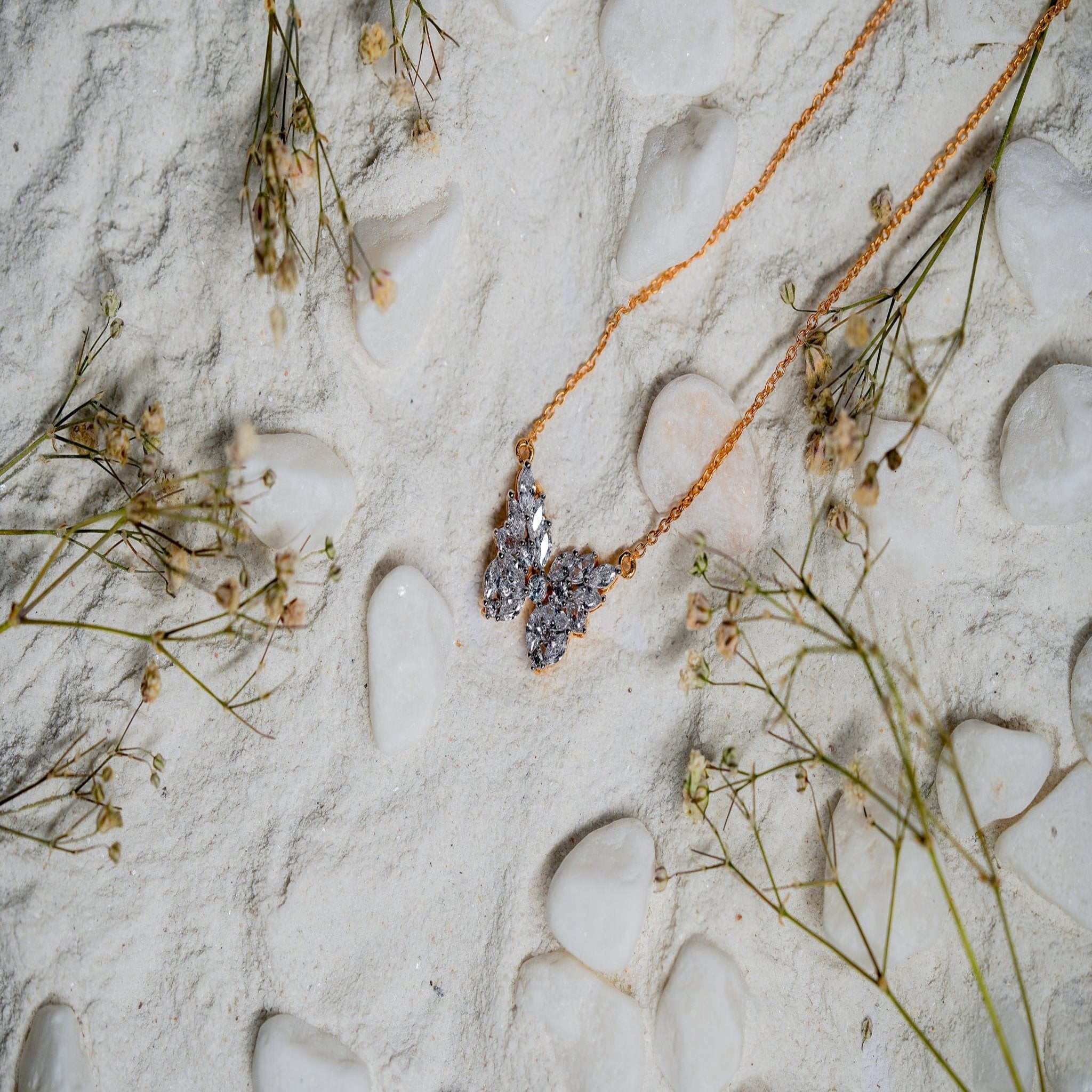 Yellow Gold Plated Marquise Butterfly Pendant