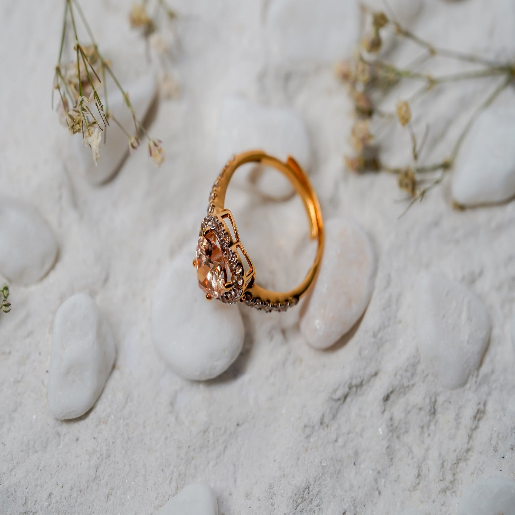 Yellow Gold Brown Heart Ring