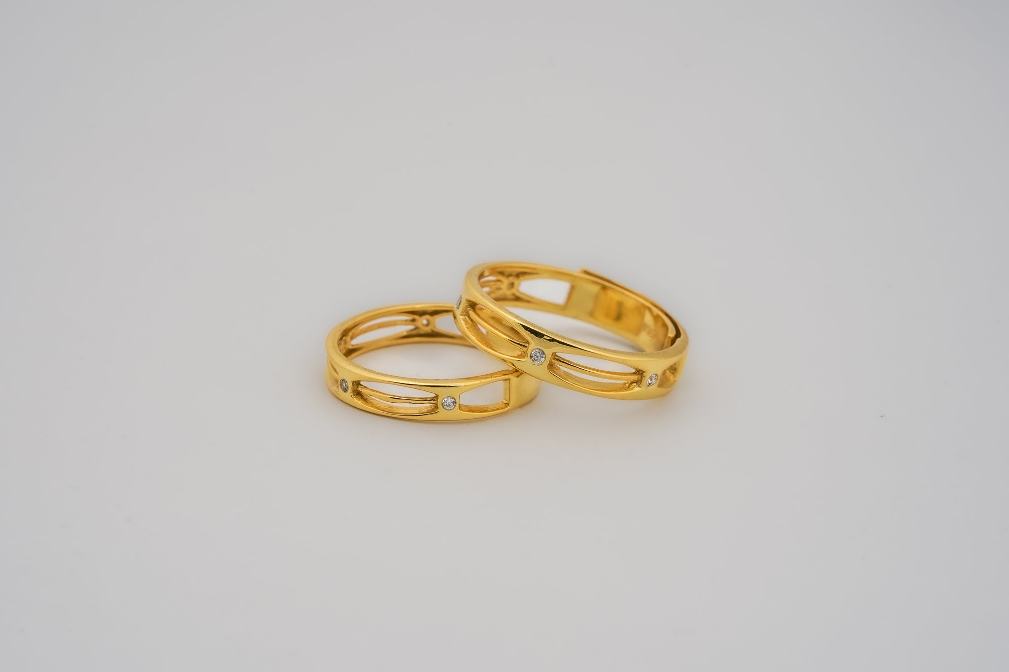 Adjustable Silver Yellow Gold Elegant Open-Pattern Band For Couple