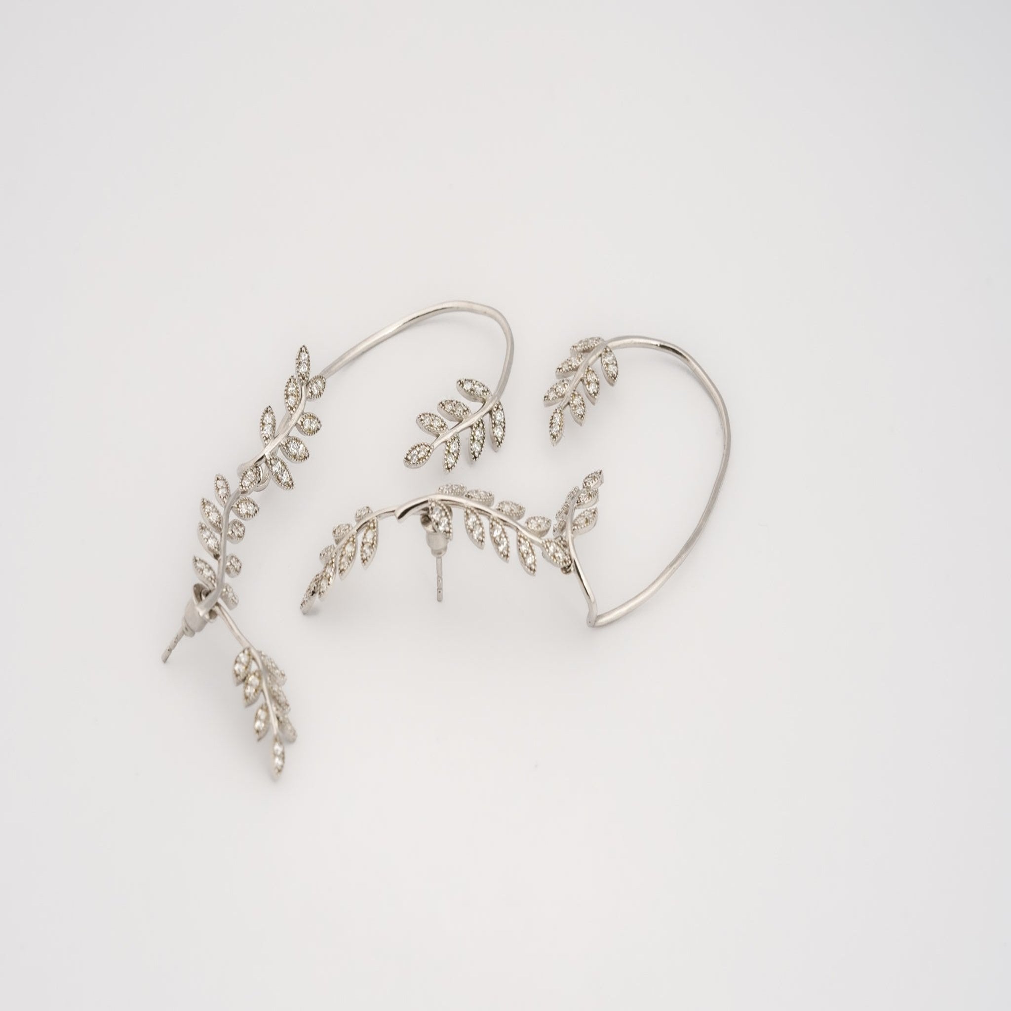 925 sterling silver leaf decor earcuff earring AUS-1007