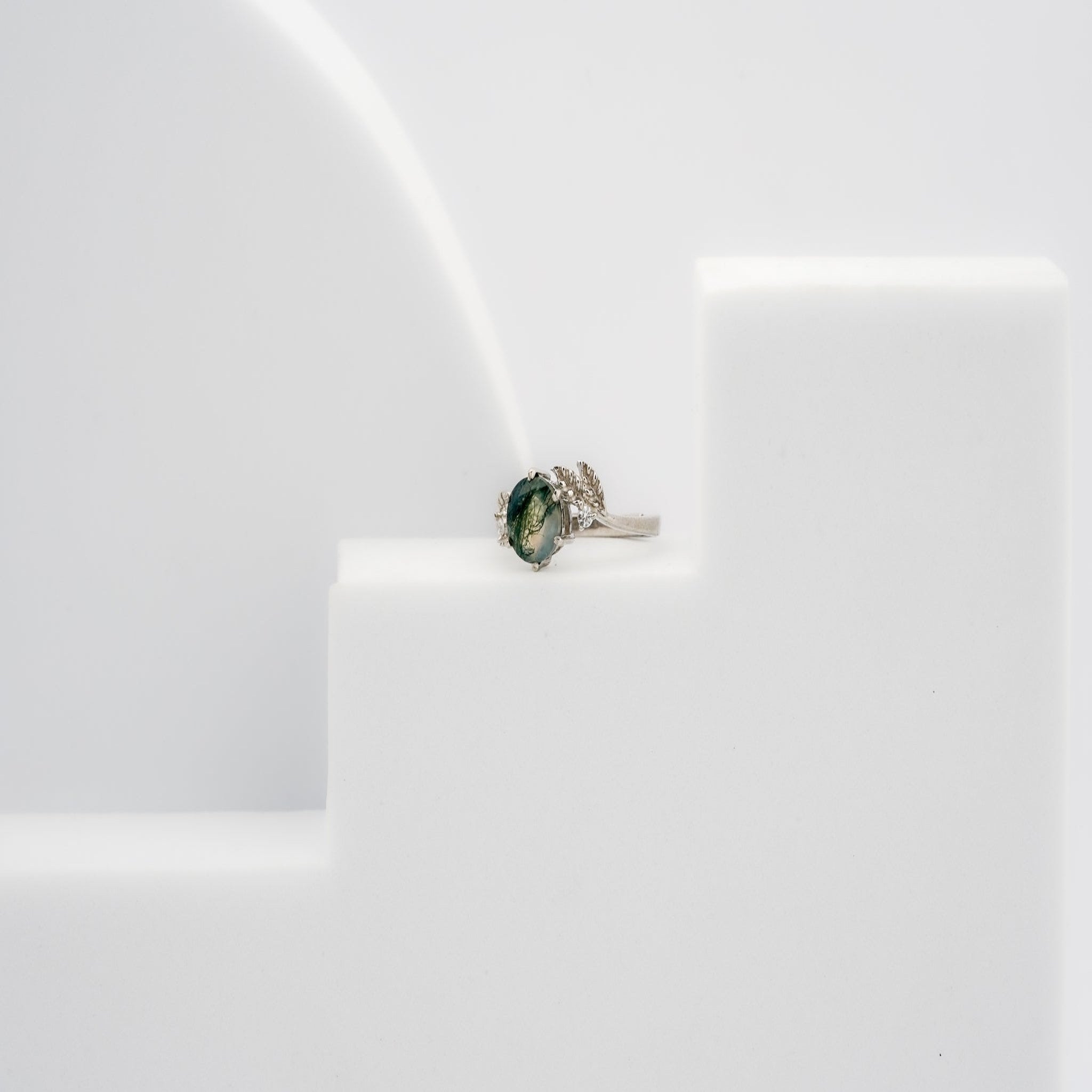 Moss Agate Elegance Adjustable Ring