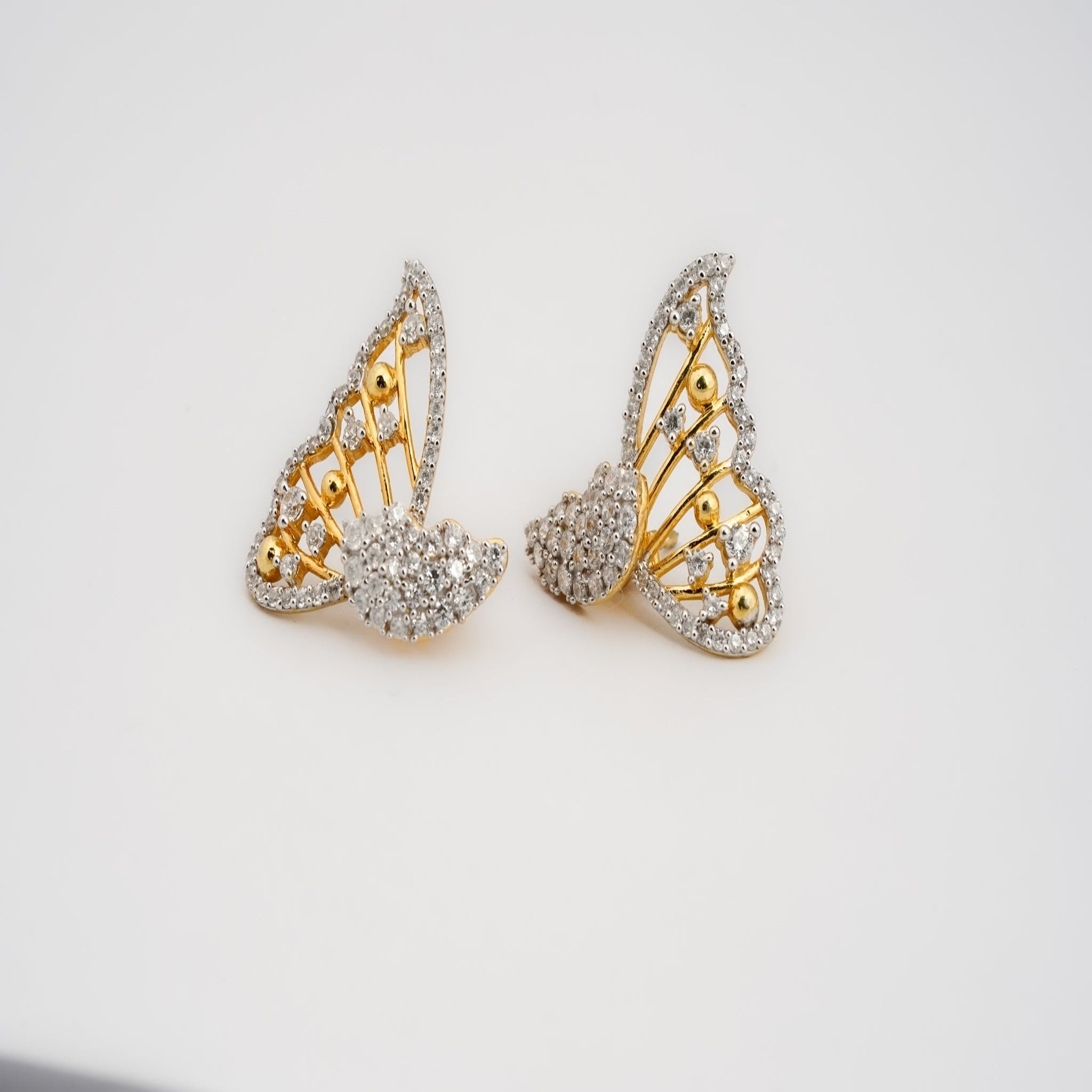 Elegant Butterfly Wing Silver Yellow Gold Earring For Women