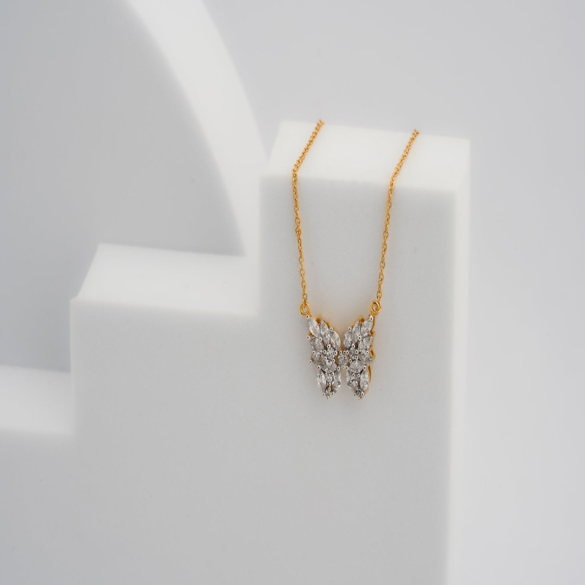 Yellow Gold Plated Marquise Butterfly Pendant