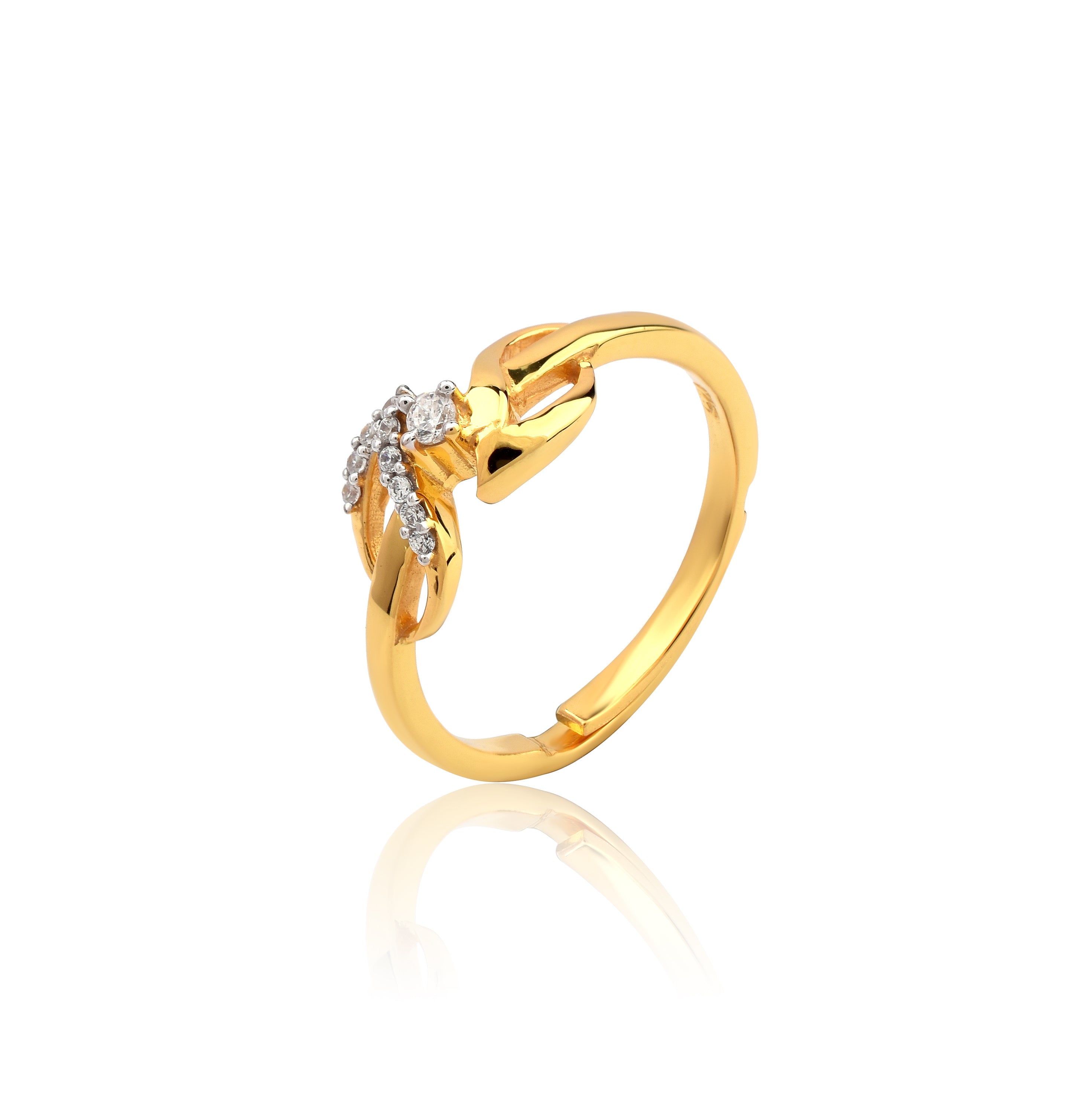 Silver Yellow Gold Adjustable Floral Twist Round-Cut Cluster Ring for Women