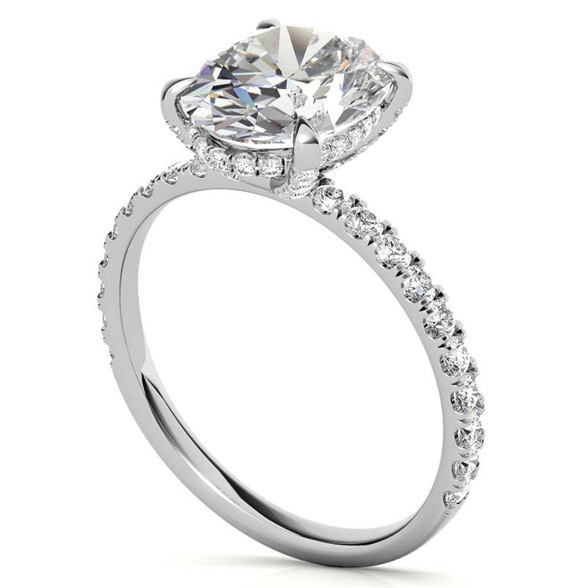 Classic 925 Sterling Silver Adjustable Oval-Cut White Gold Engagement Ring For Women