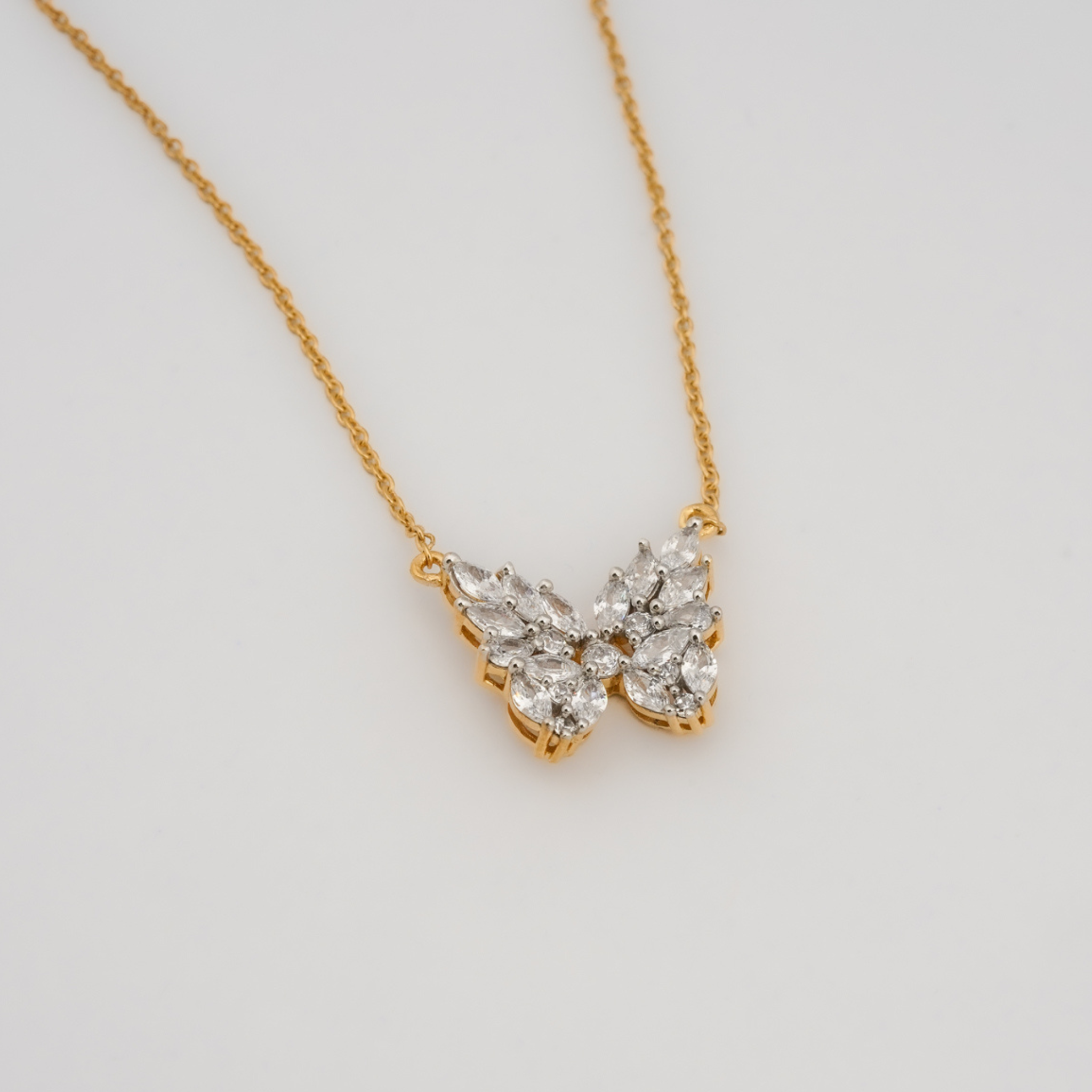 Yellow Gold Plated Marquise Butterfly Pendant