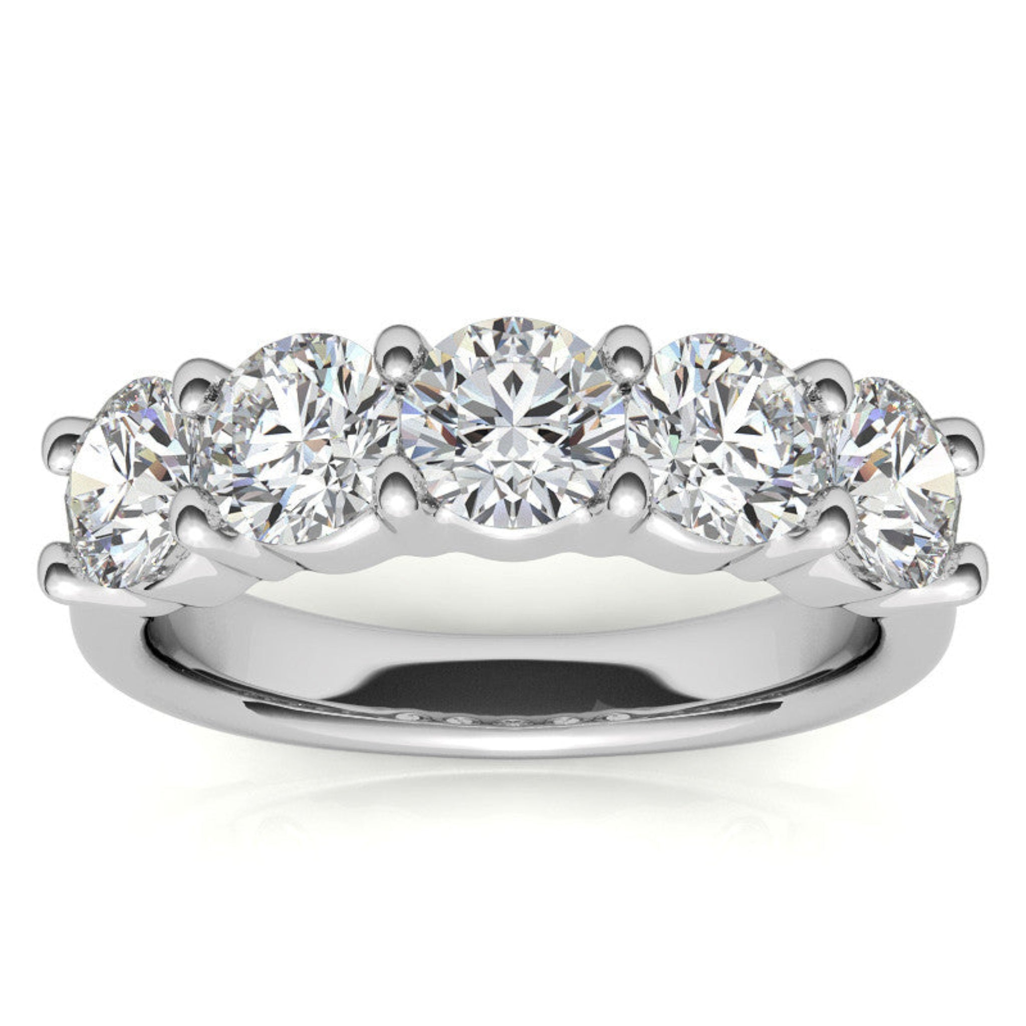 White Gold Silver Classic Prong-Set Adjustable Round Eternity Ring For Woman