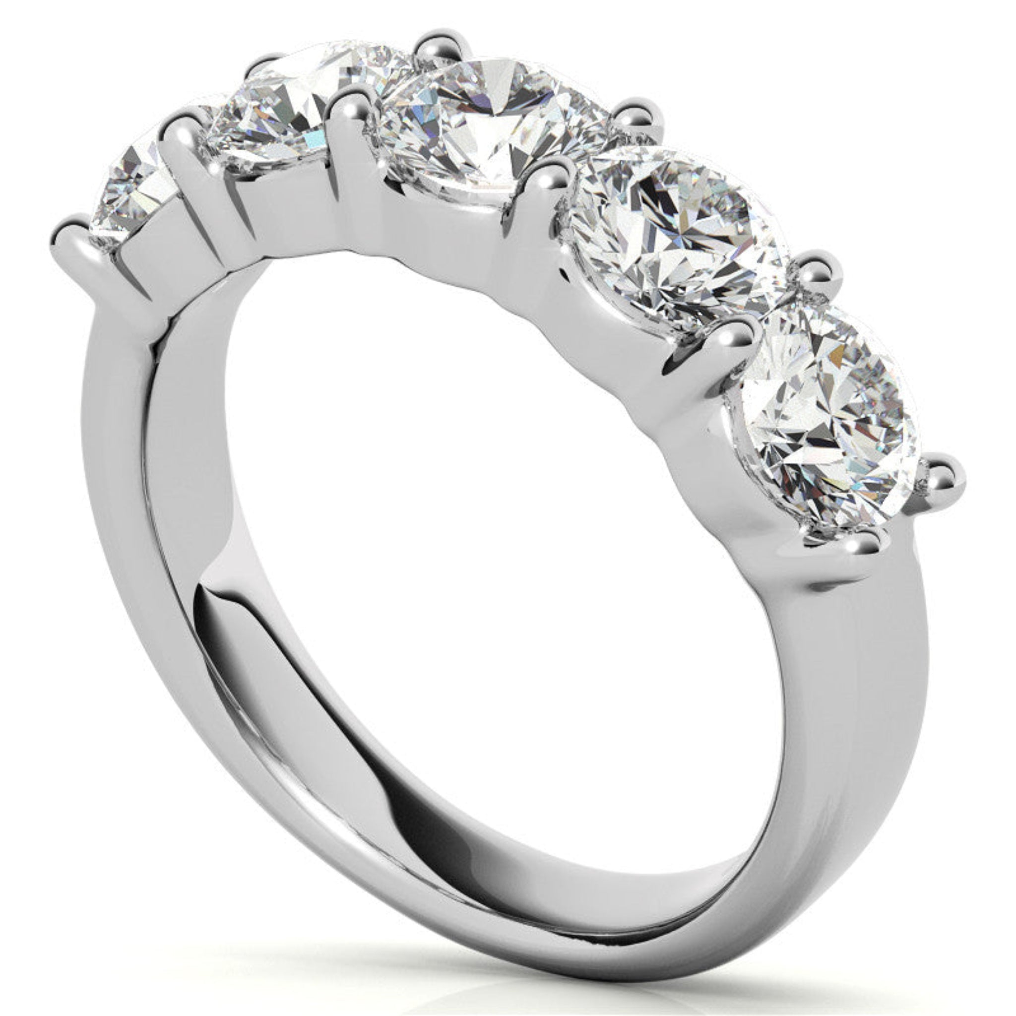 White Gold Silver Classic Prong-Set Adjustable Round Eternity Ring For Woman