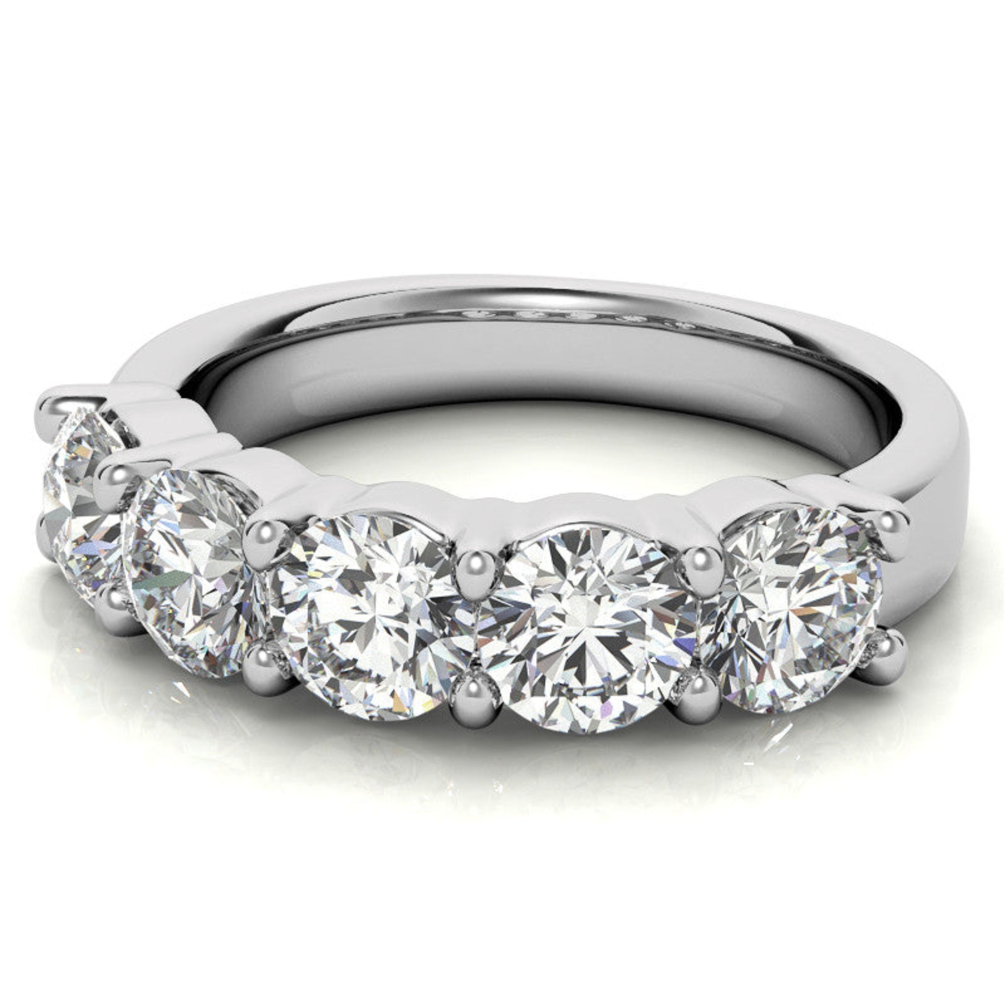 White Gold Silver Classic Prong-Set Adjustable Round Eternity Ring For Woman